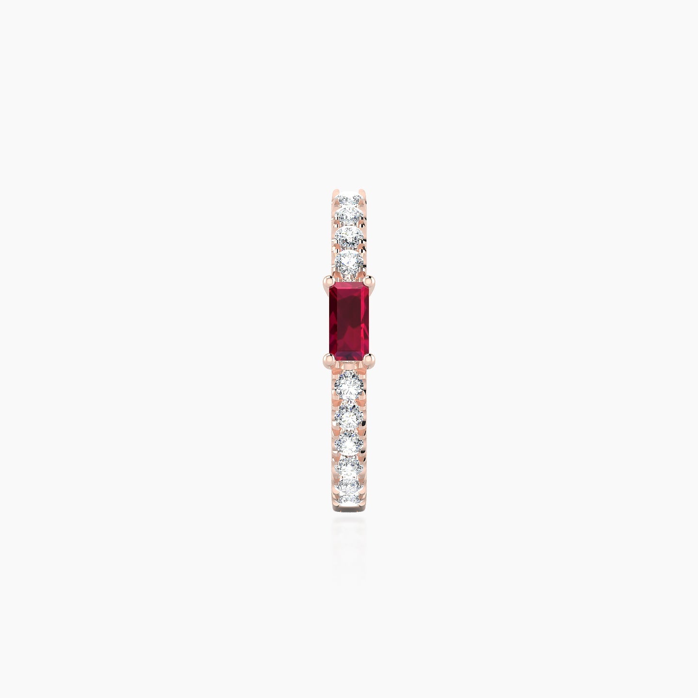 Inanna | 18k Rose Gold 9.5 mm Baguette Ruby & Diamond Hoop Piercing