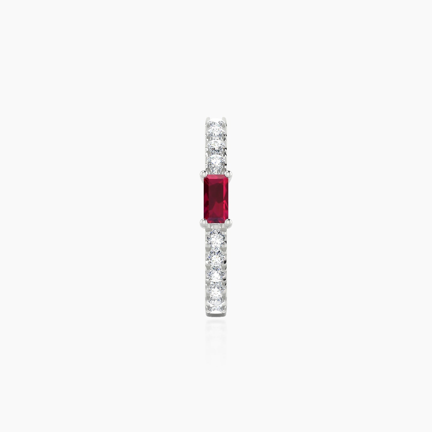 Inanna | 18k White Gold 9.5 mm Baguette Ruby & Diamond Hoop Piercing