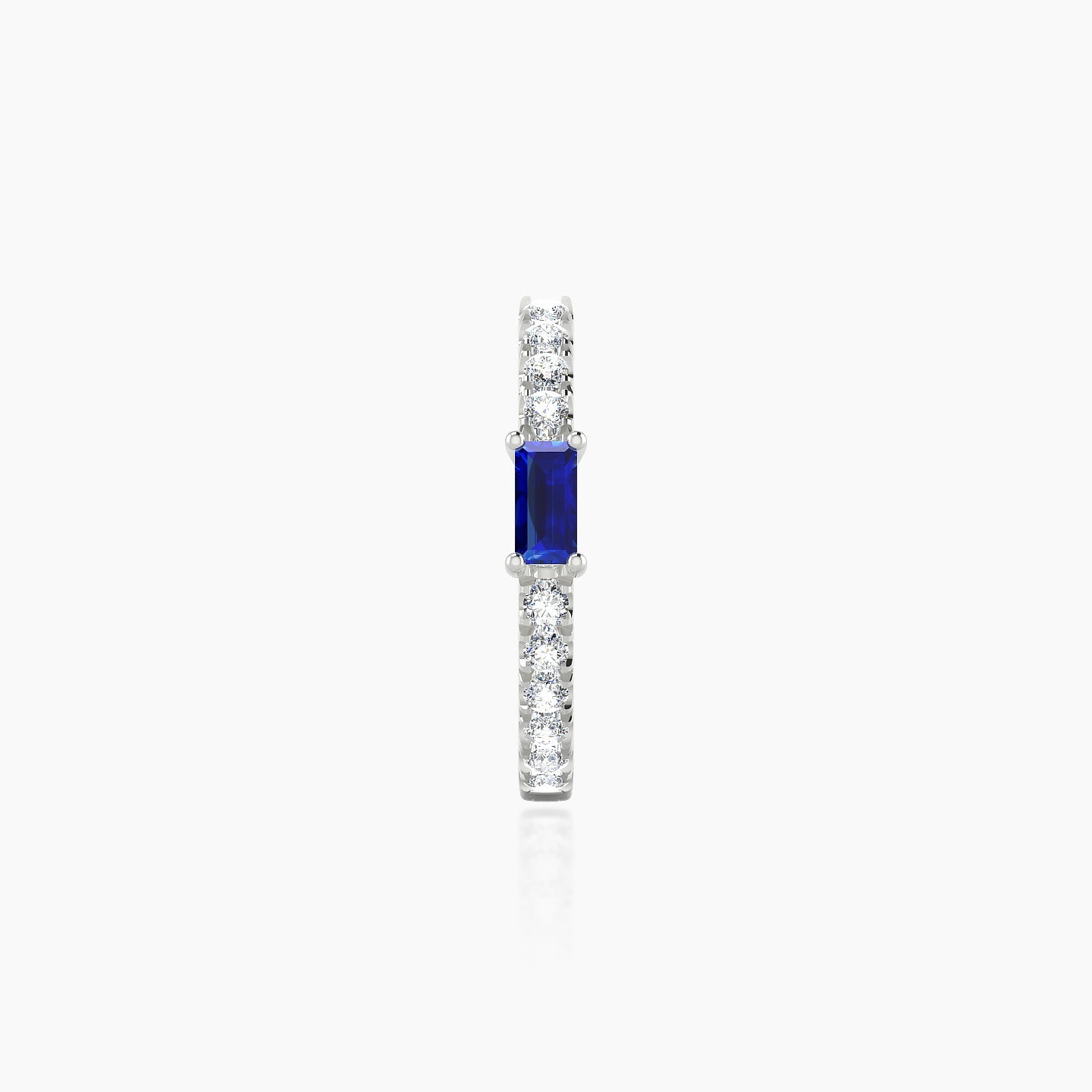 Inanna | 18k White Gold 9.5 mm Baguette Sapphire & Diamond Hoop Piercing