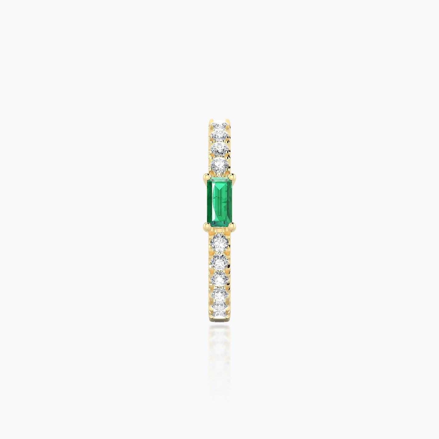 Inanna | 18k Yellow Gold 9.5 mm Baguette Emerald & Diamond Hoop Piercing