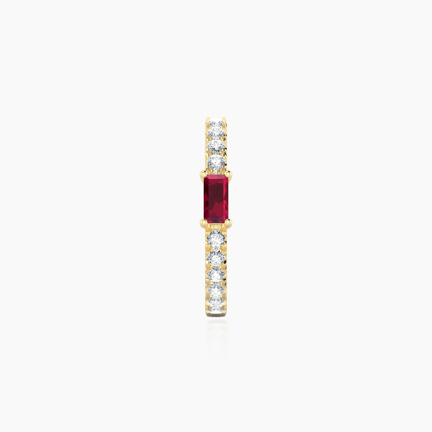 Inanna | 18k Yellow Gold 9.5 mm Baguette Ruby & Diamond Hoop Piercing