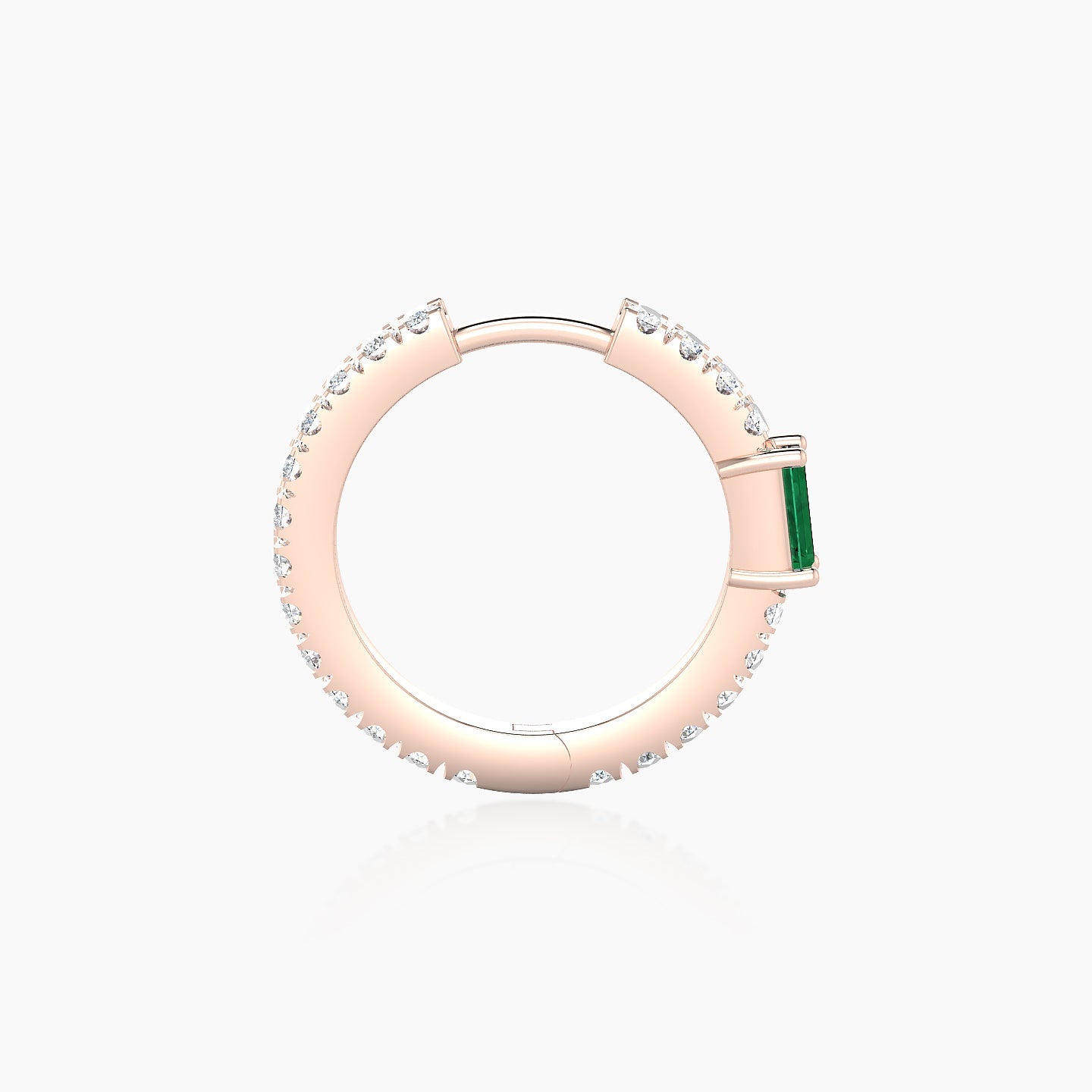 Inanna | 18k Rose Gold 9.5 mm Baguette Emerald & Diamond Hoop Piercing