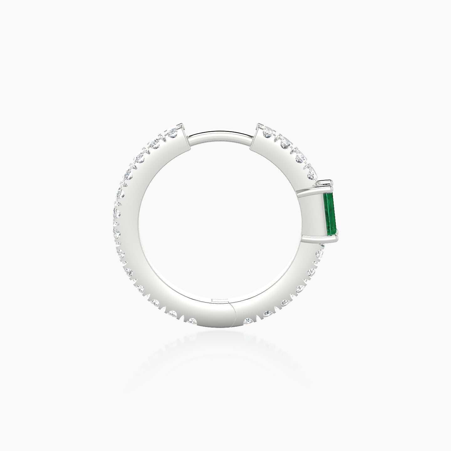 Inanna | 18k White Gold 9.5 mm Baguette Emerald & Diamond Hoop Piercing