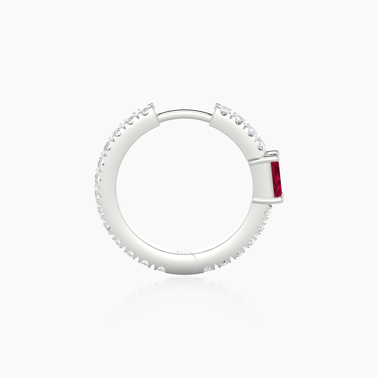 Inanna | 18k White Gold 9.5 mm Baguette Ruby & Diamond Hoop Piercing