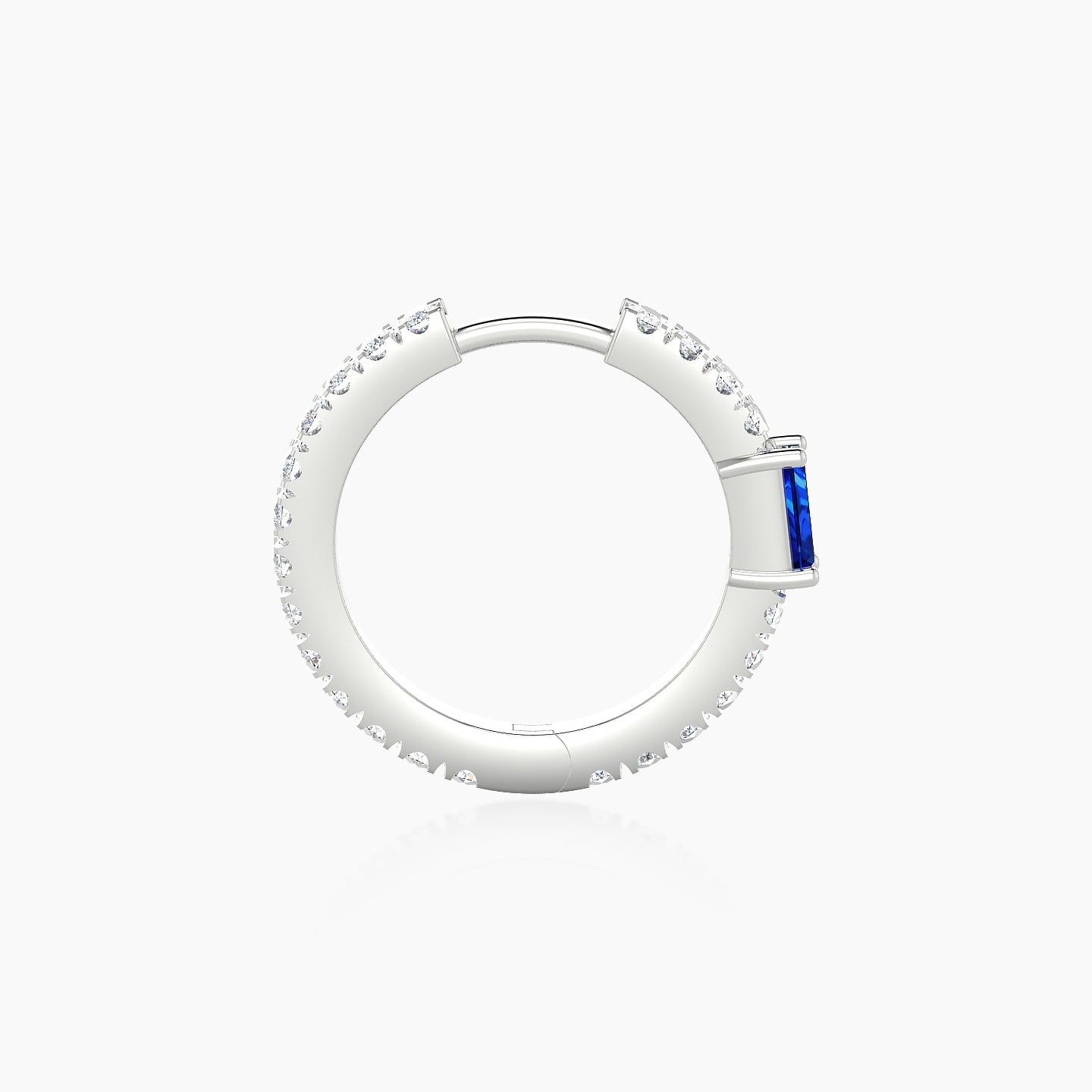 Inanna | 18k White Gold 9.5 mm Baguette Sapphire & Diamond Hoop Piercing