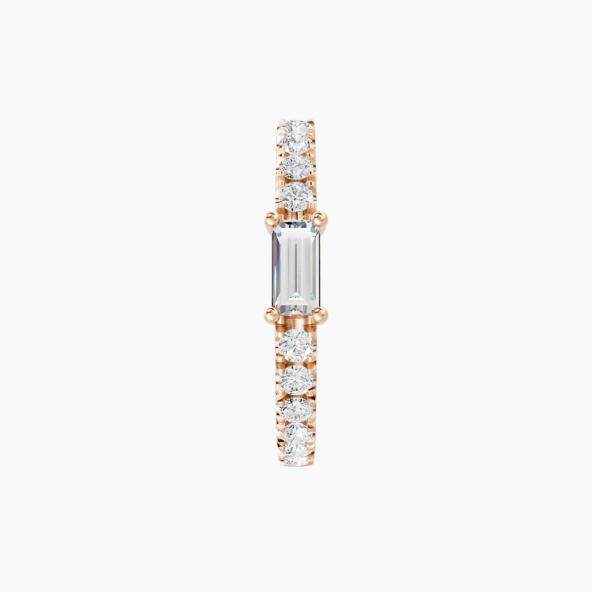 Inanna | 18k Rose Gold 9.5 mm Baguette Diamond Nose Ring Piercing