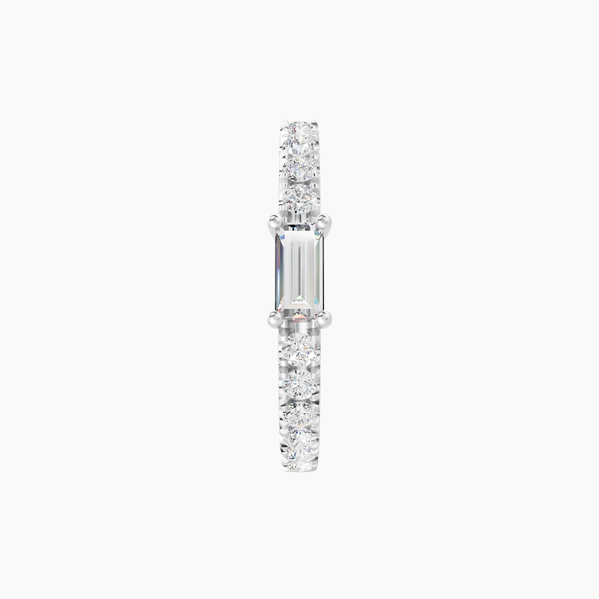 Inanna | 18k White Gold 9.5 mm Baguette Diamond Nose Ring Piercing