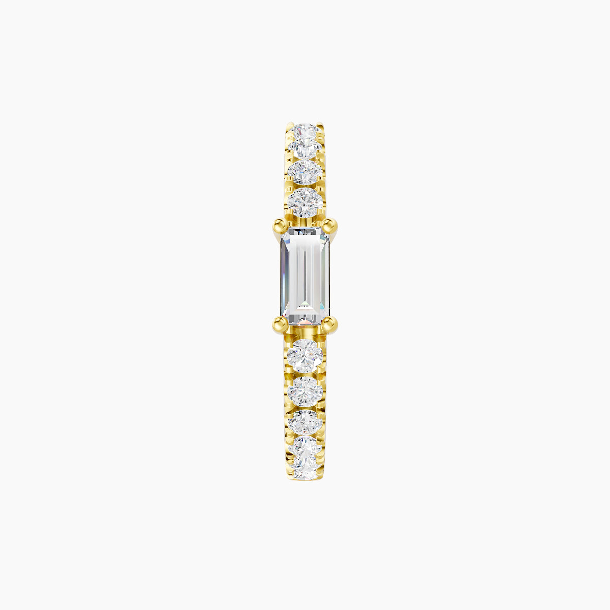 Inanna | 18k Yellow Gold 9.5 mm Baguette Diamond Nose Ring Piercing