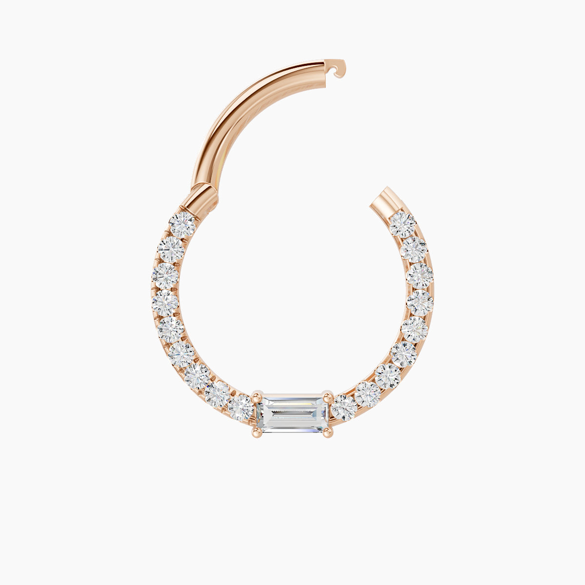 Inanna | 18k Rose Gold 9.5 mm Baguette Diamond Septum Piercing