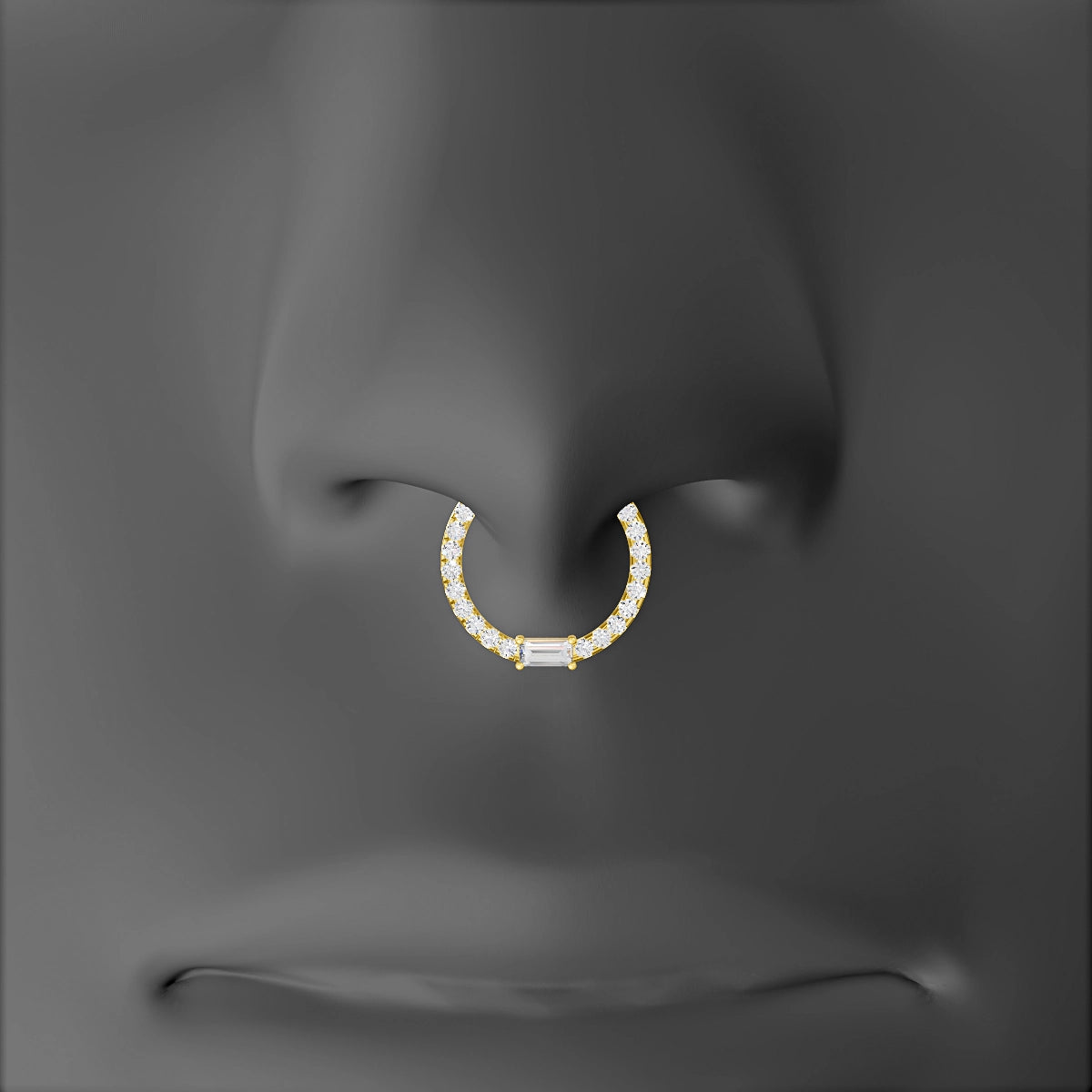 Inanna | 18k Yellow Gold 9.5 mm Baguette Diamond Septum Piercing