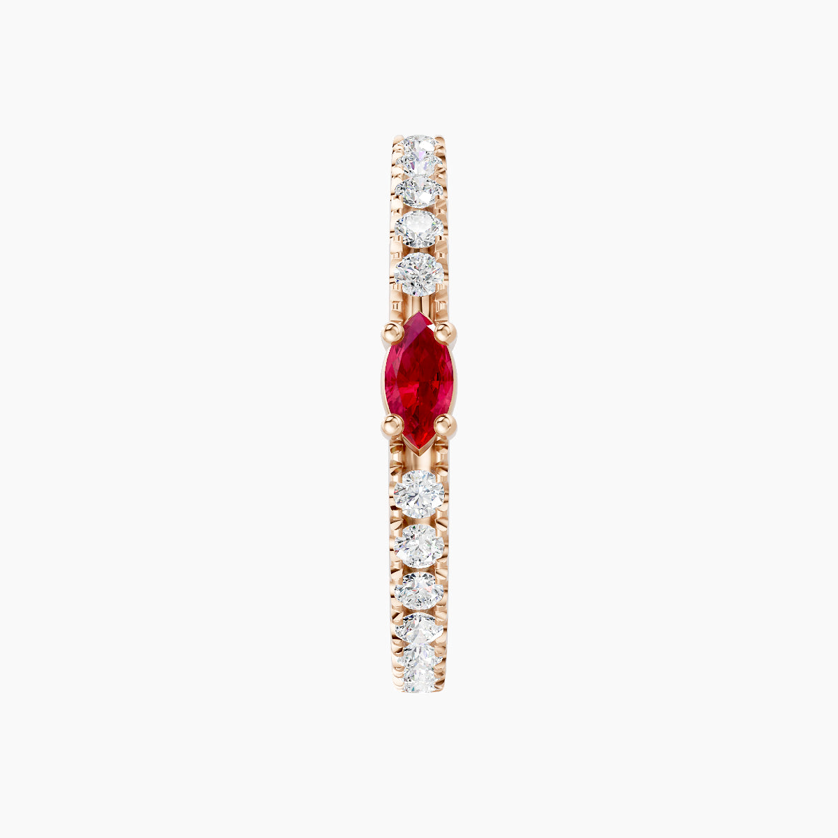 Inanna | 18k Rose Gold 11 mm Marquise Ruby & Diamond Hoop Piercing