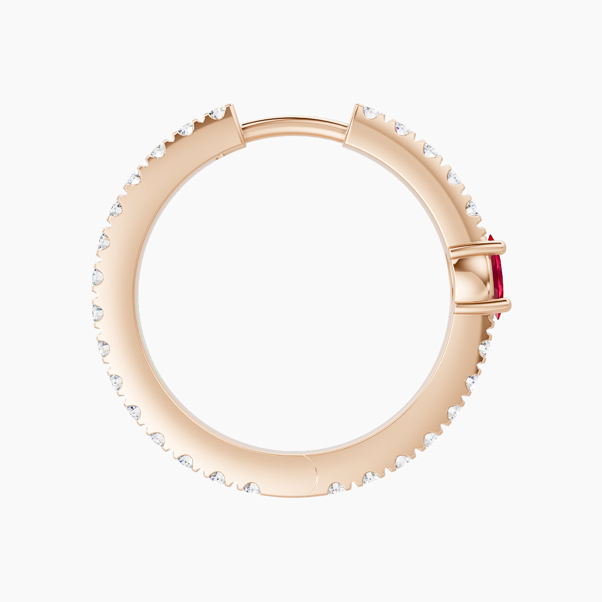 Inanna | 18k Rose Gold 11 mm Marquise Ruby & Diamond Hoop Piercing