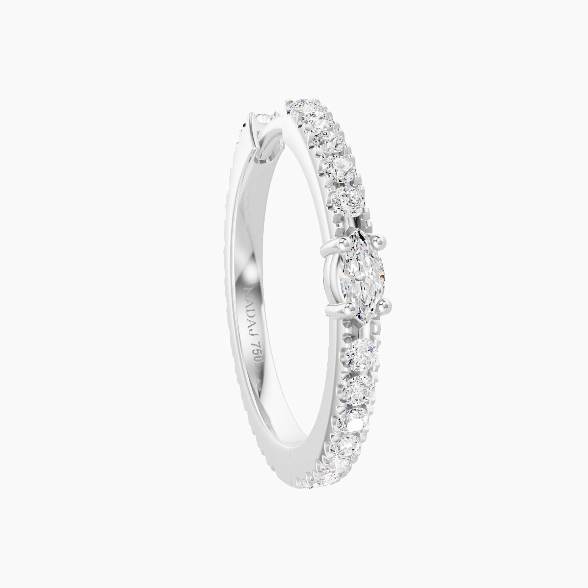 Inanna | 18k White Gold 11 mm Marquise Diamond Hoop Piercing