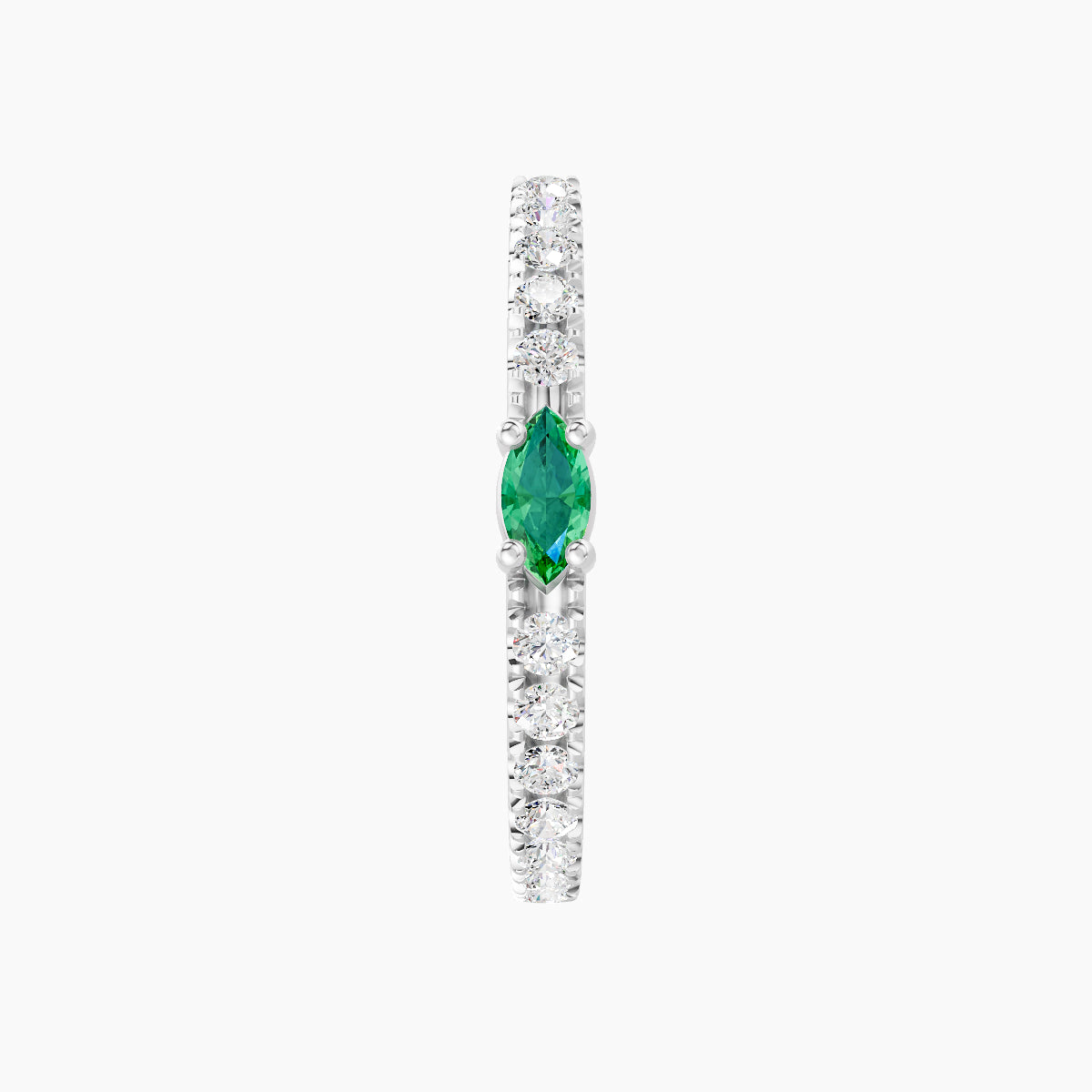 Inanna | 18k White Gold 11 mm Marquise Emerald & Diamond Hoop Piercing