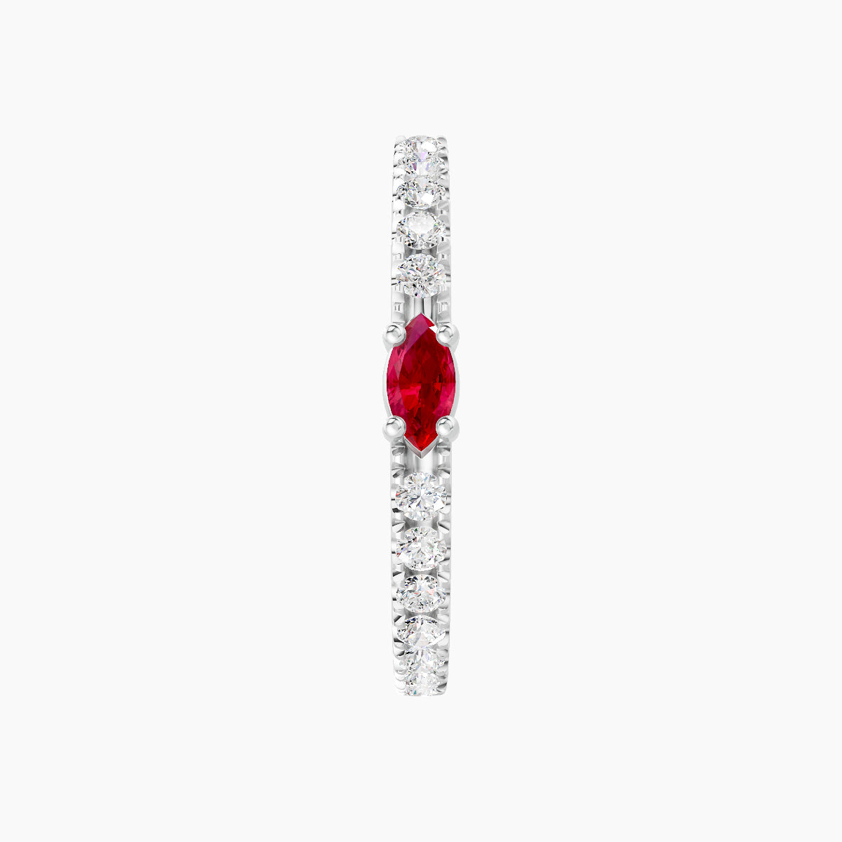 Inanna | 18k White Gold 11 mm Marquise Ruby & Diamond Hoop Piercing