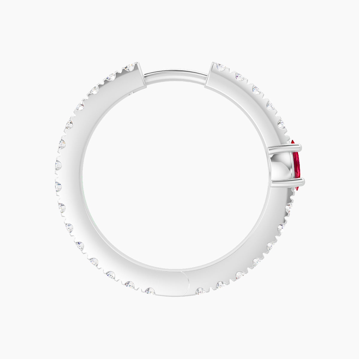 Inanna | 18k White Gold 11 mm Marquise Ruby & Diamond Hoop Piercing