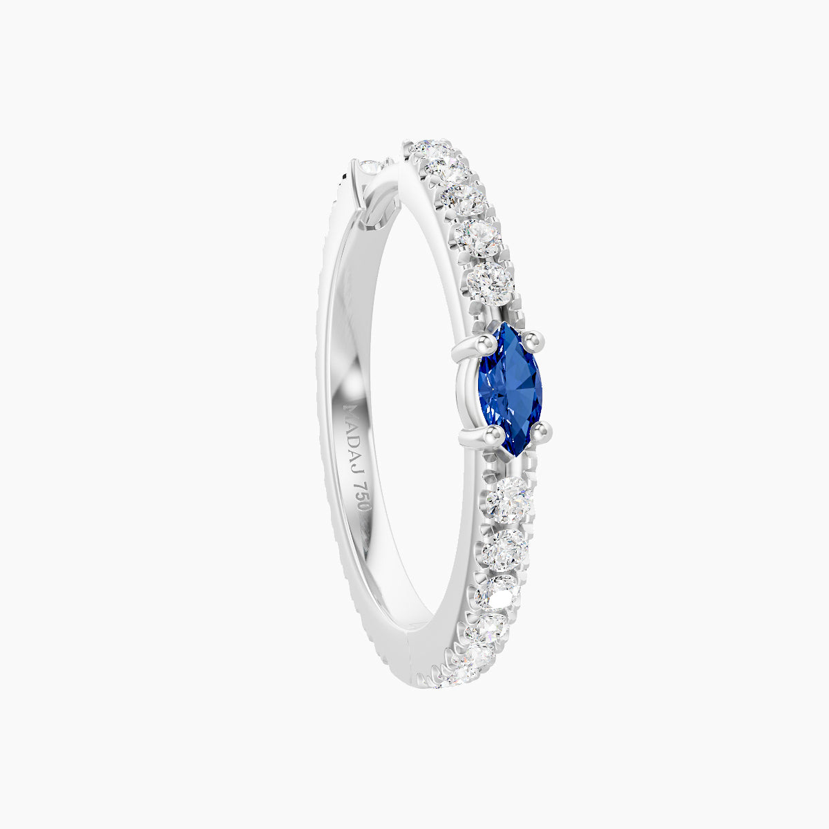 Inanna | 18k White Gold 11 mm Marquise Sapphire & Diamond Hoop Piercing