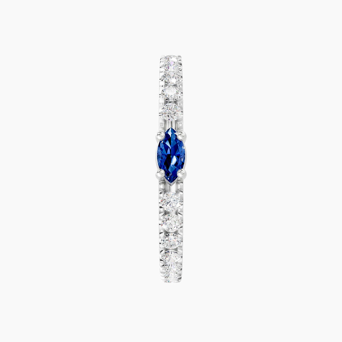 Inanna | 18k White Gold 11 mm Marquise Sapphire & Diamond Hoop Piercing