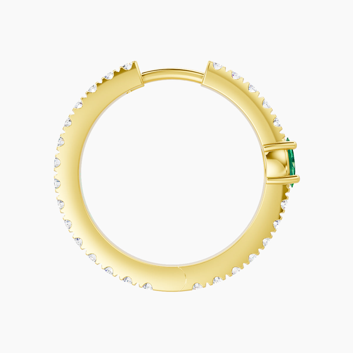 Inanna | 18k Yellow Gold 11 mm Marquise Emerald & Diamond Hoop Piercing