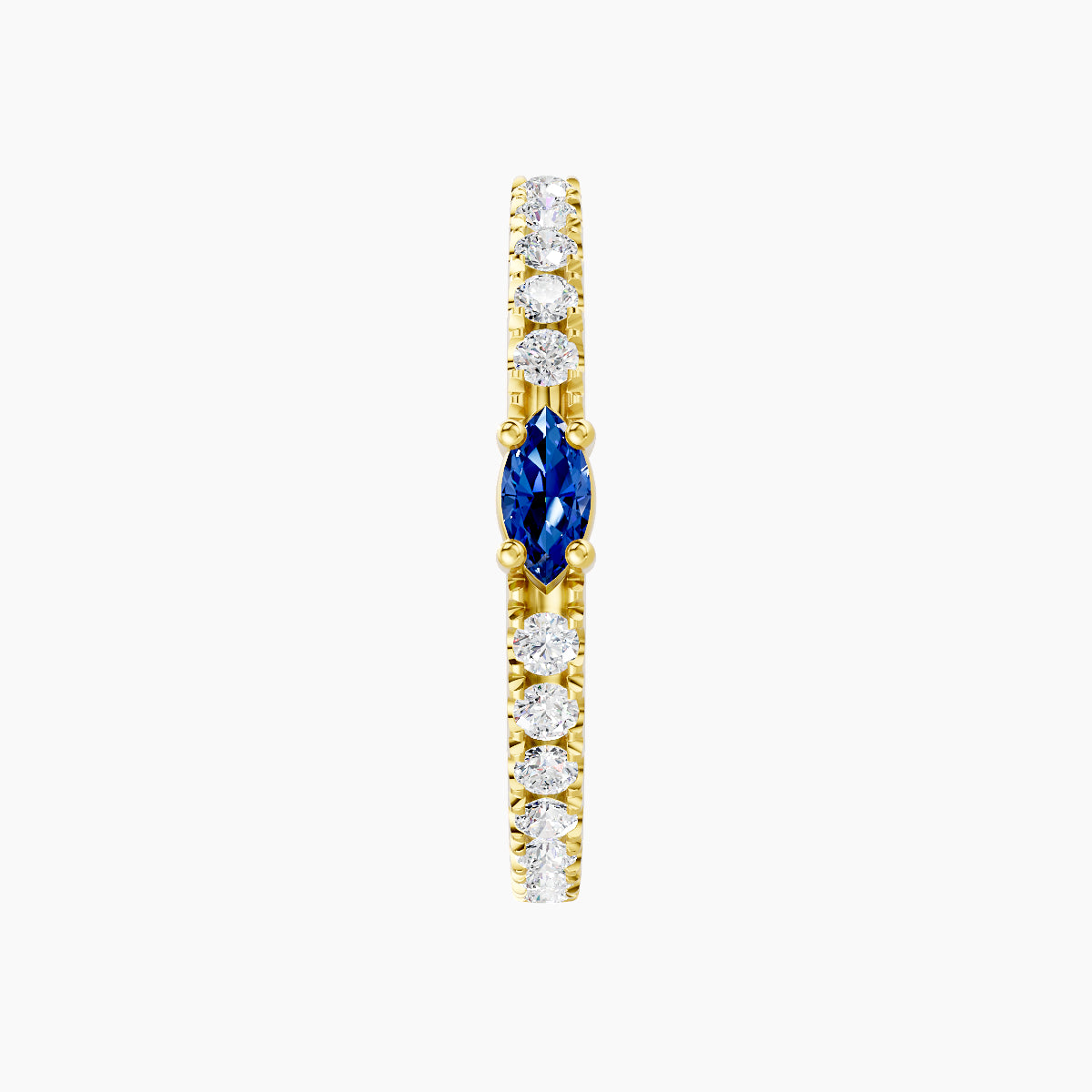 Inanna | 18k Yellow Gold 11 mm Marquise Sapphire & Diamond Hoop Piercing