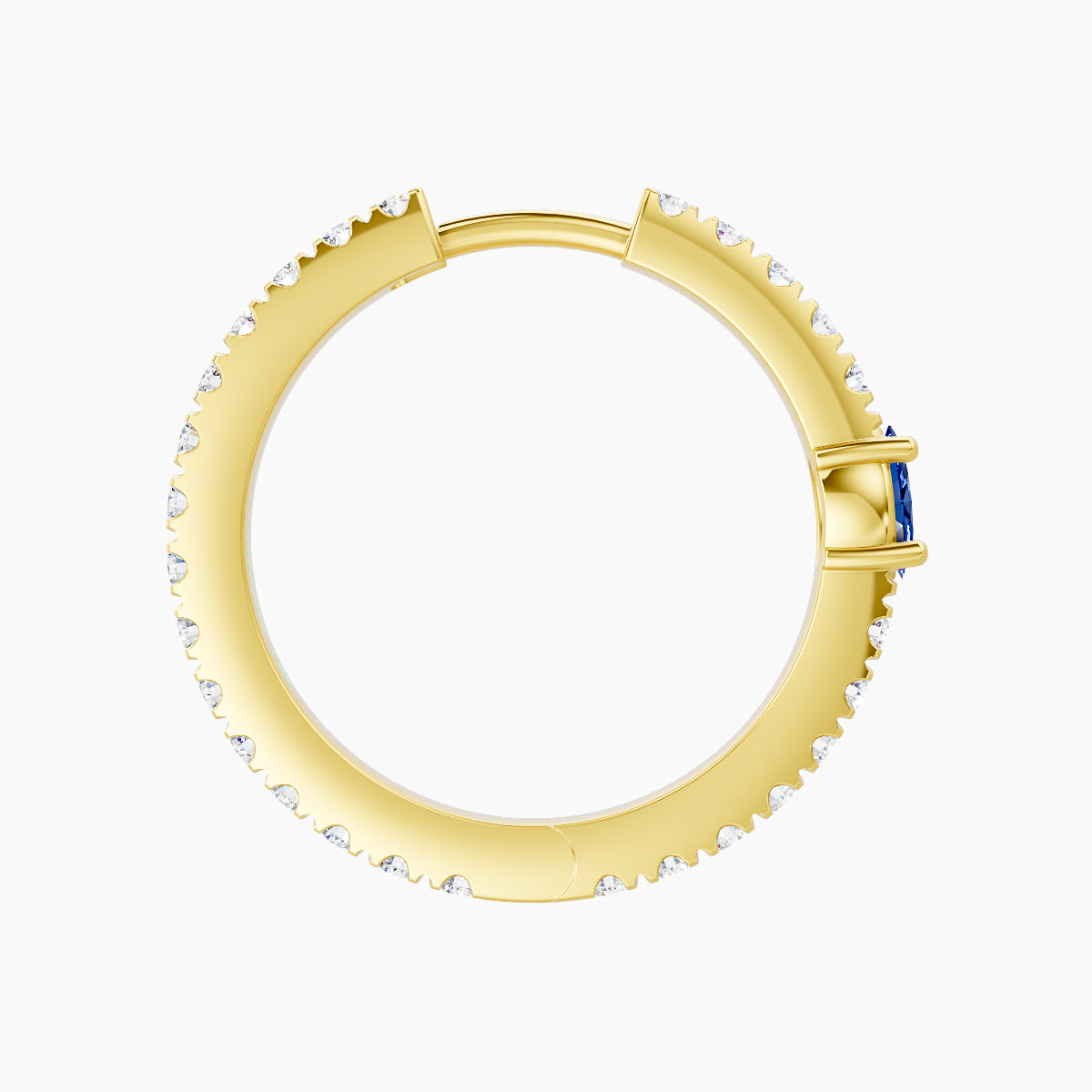 Inanna | 18k Yellow Gold 11 mm Marquise Sapphire & Diamond Hoop Piercing