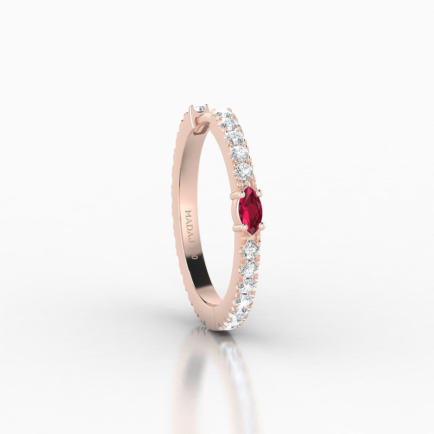 Inanna | 18k Rose Gold 11 mm Marquise Ruby & Diamond Hoop Piercing