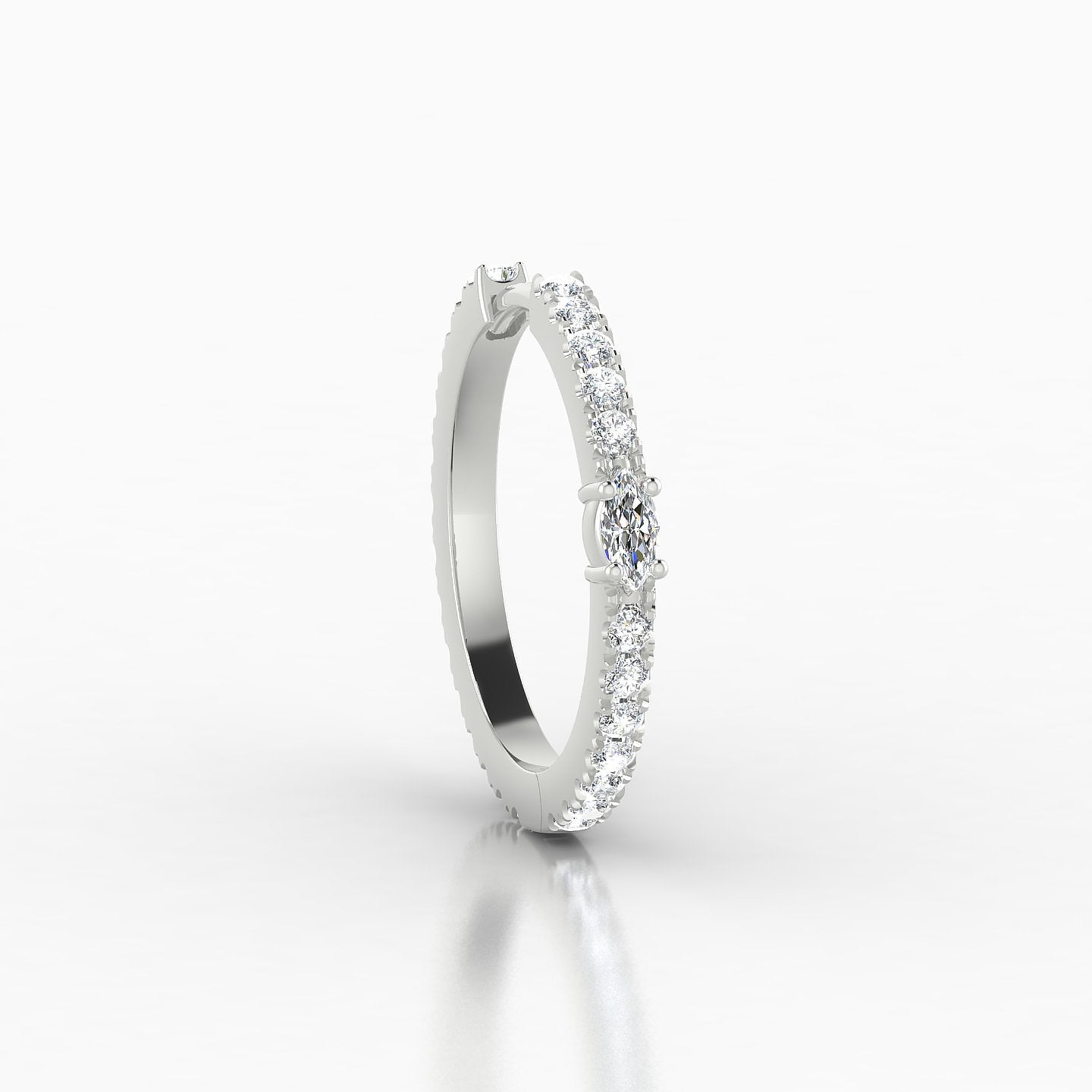 Inanna | 18k White Gold 11 mm Marquise Diamond Hoop Piercing