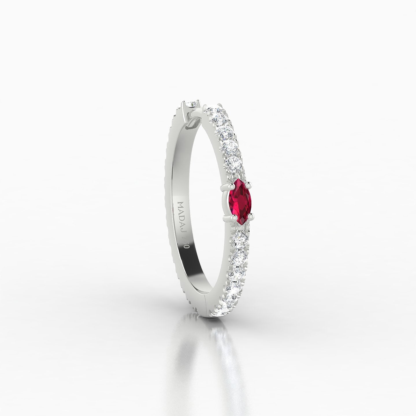 Inanna | 18k White Gold 11 mm Marquise Ruby & Diamond Hoop Piercing