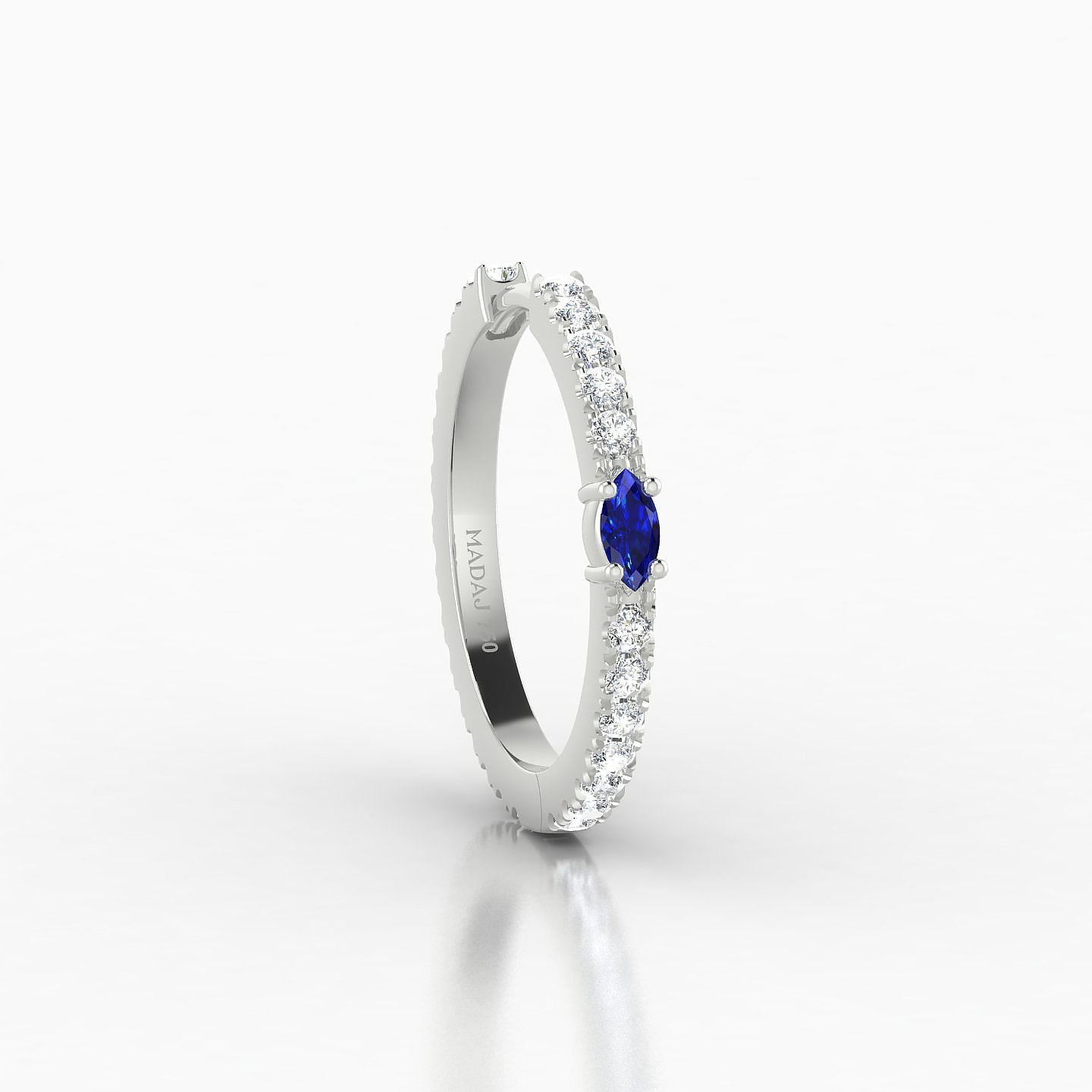 Inanna | 18k White Gold 11 mm Marquise Sapphire & Diamond Hoop Piercing