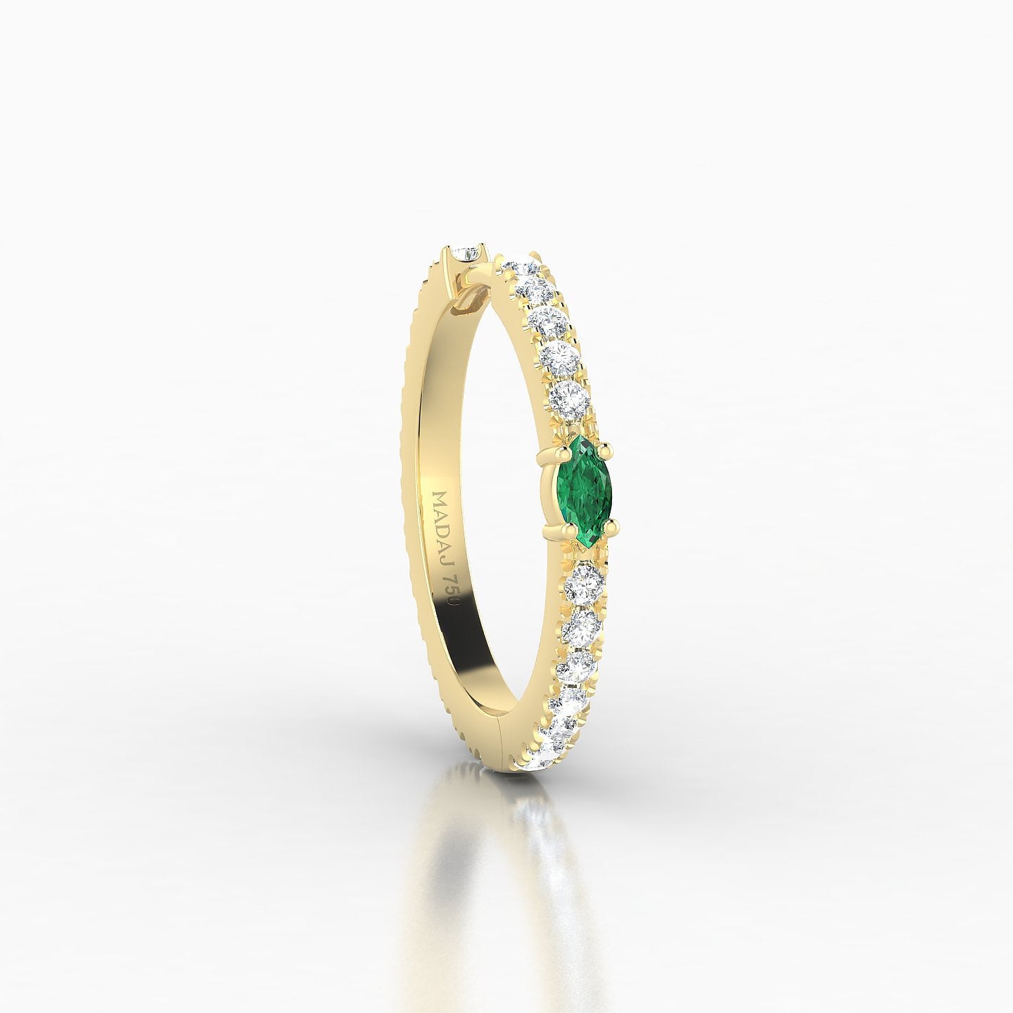 Inanna | 18k Yellow Gold 11 mm Marquise Emerald & Diamond Hoop Piercing