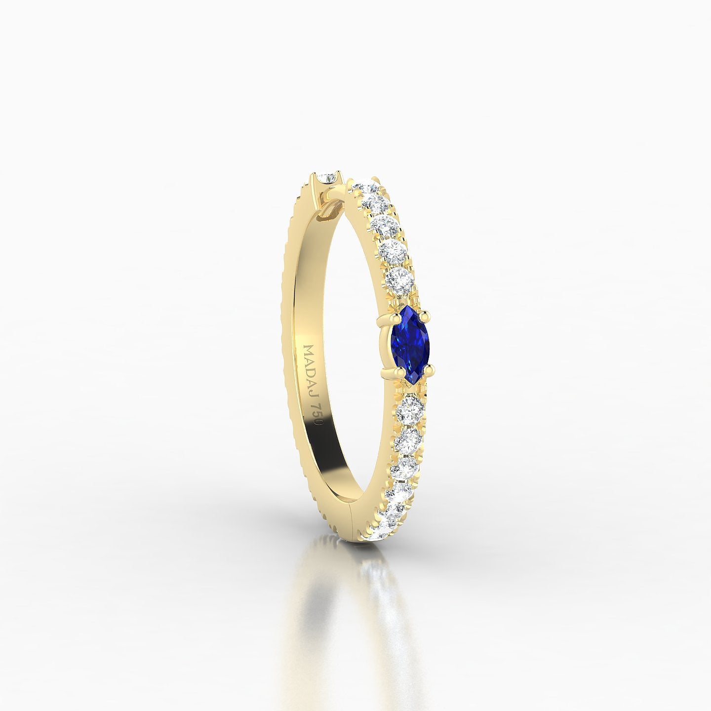 Inanna | 18k Yellow Gold 11 mm Marquise Sapphire & Diamond Hoop Piercing