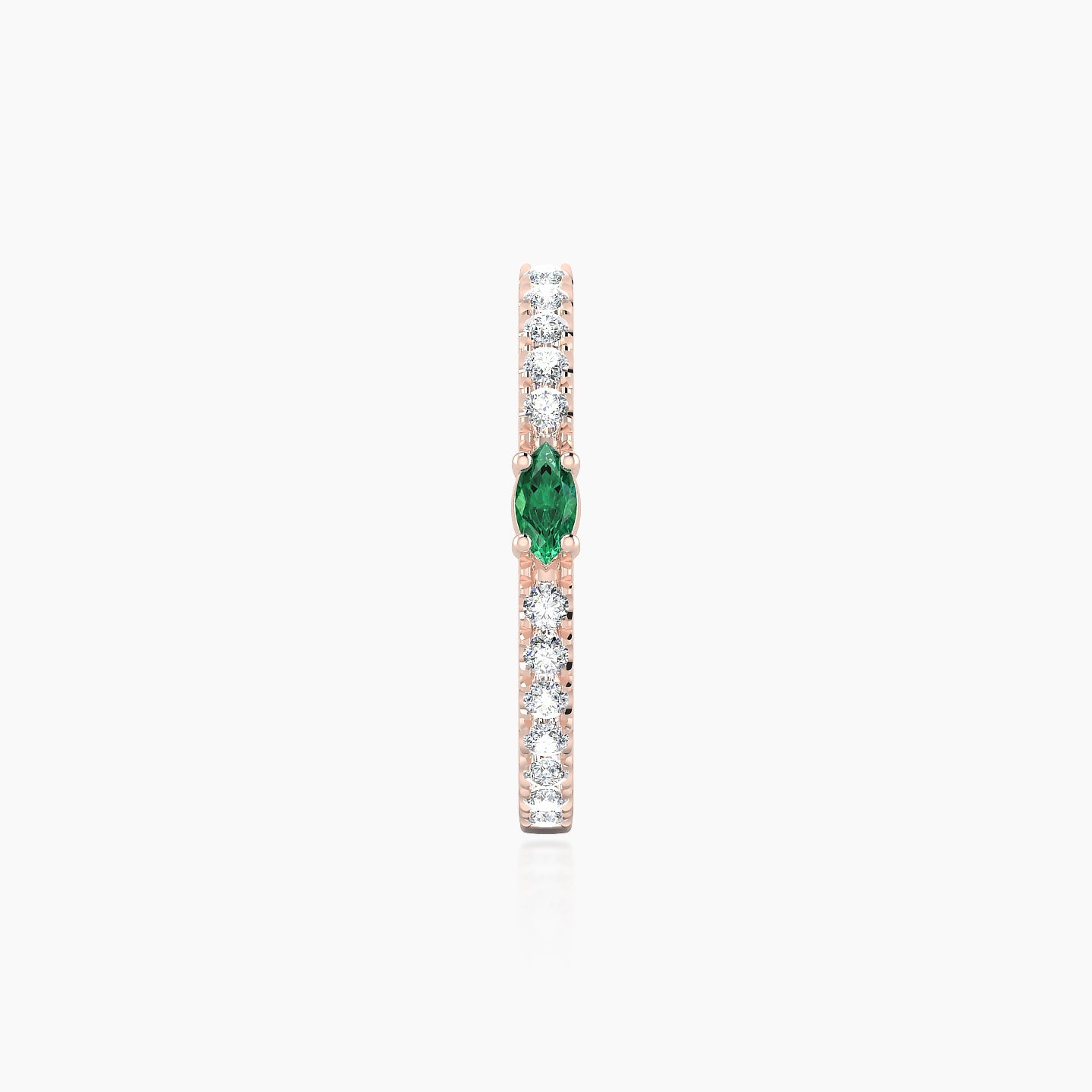 Inanna | 18k Rose Gold 11 mm Marquise Emerald & Diamond Hoop Piercing