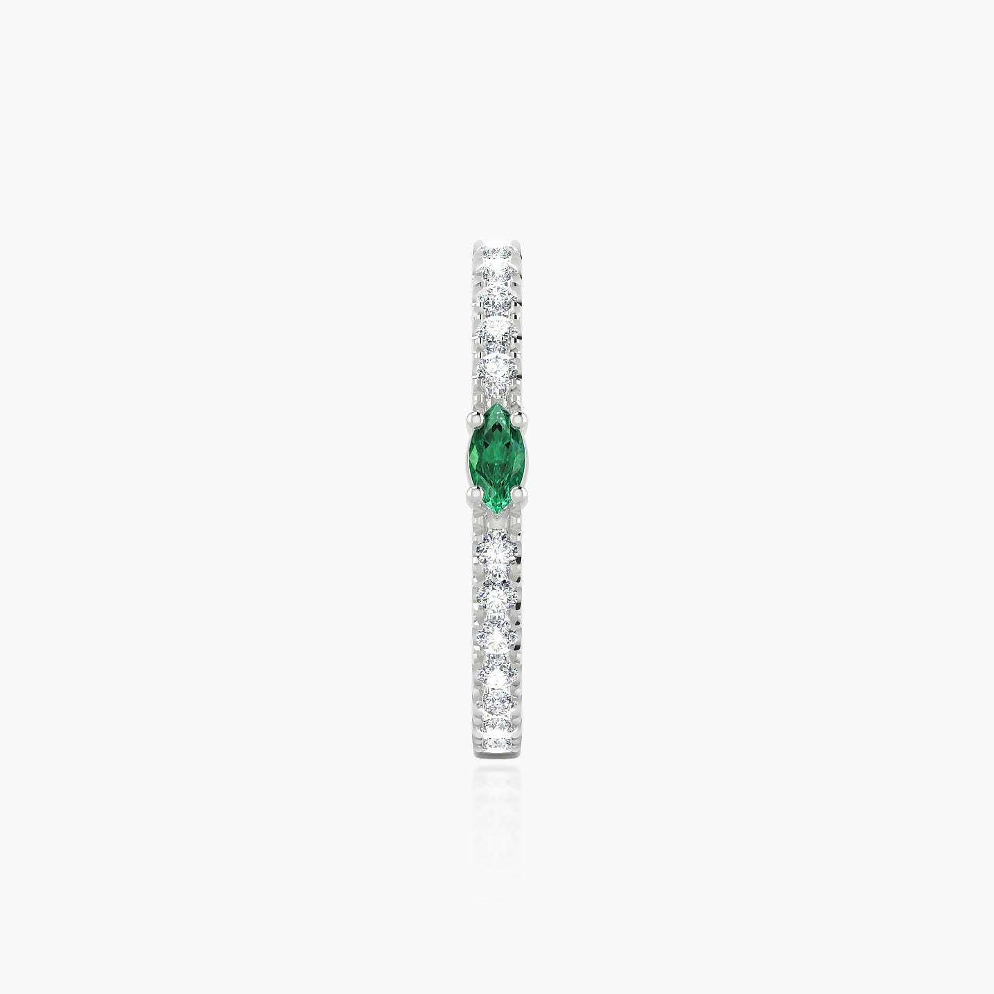 Inanna | 18k White Gold 11 mm Marquise Emerald & Diamond Hoop Piercing