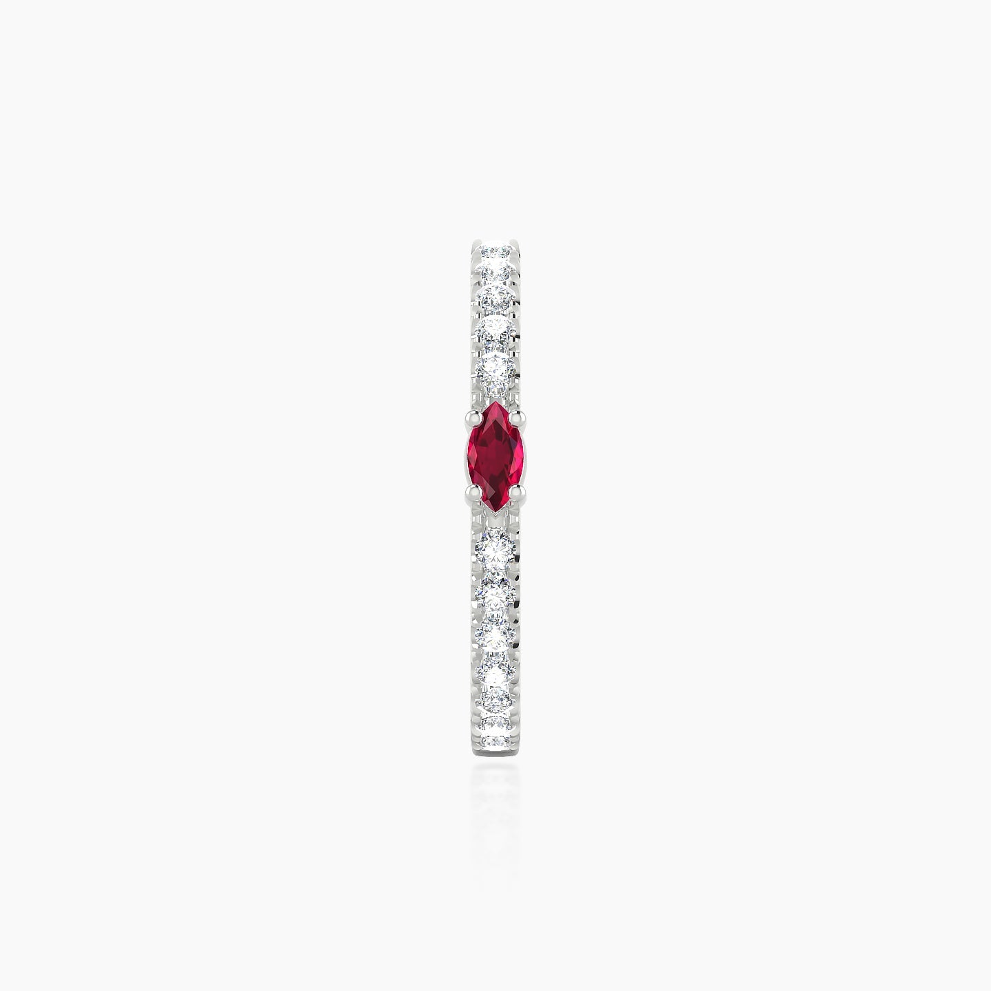 Inanna | 18k White Gold 11 mm Marquise Ruby & Diamond Hoop Piercing