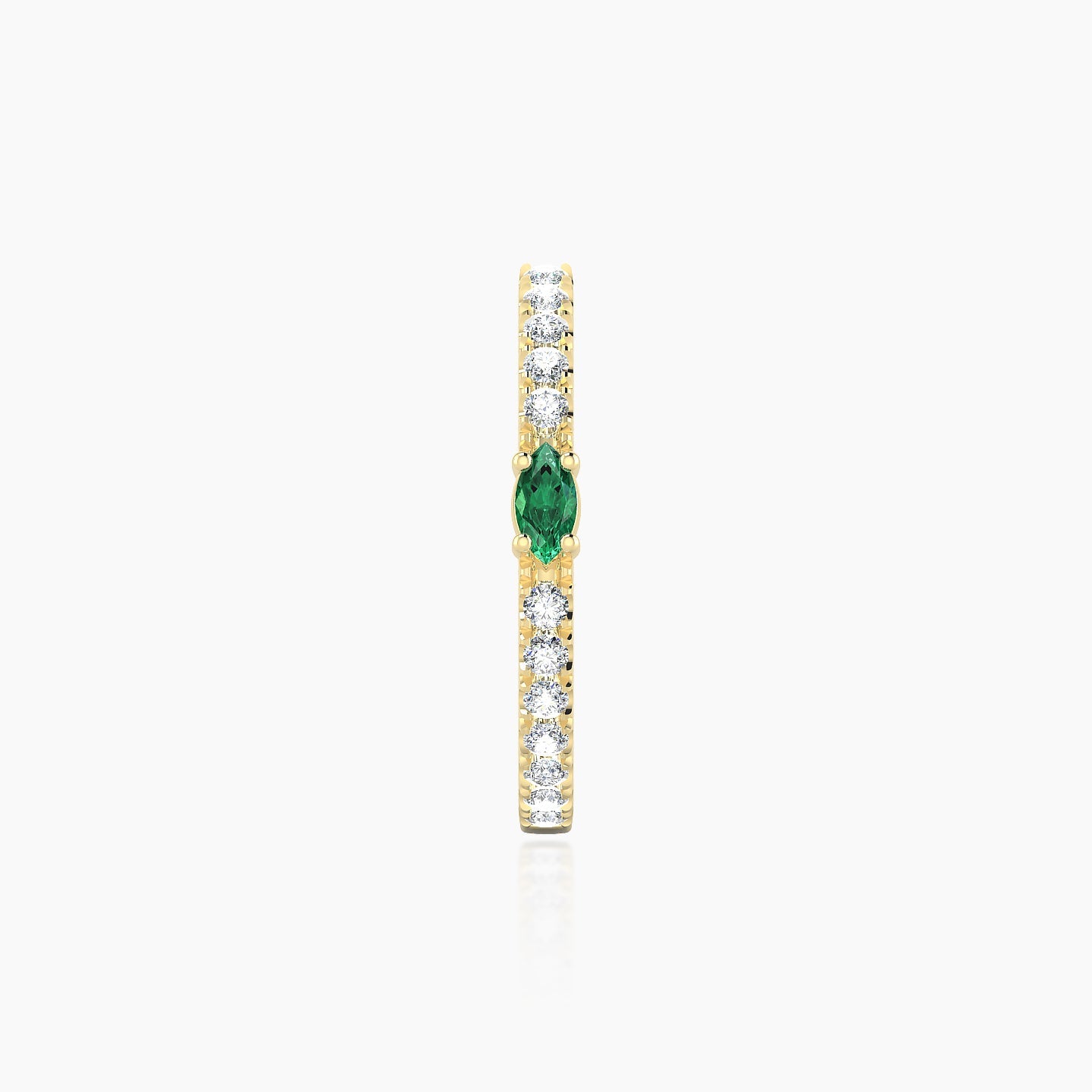 Inanna | 18k Yellow Gold 11 mm Marquise Emerald & Diamond Hoop Piercing