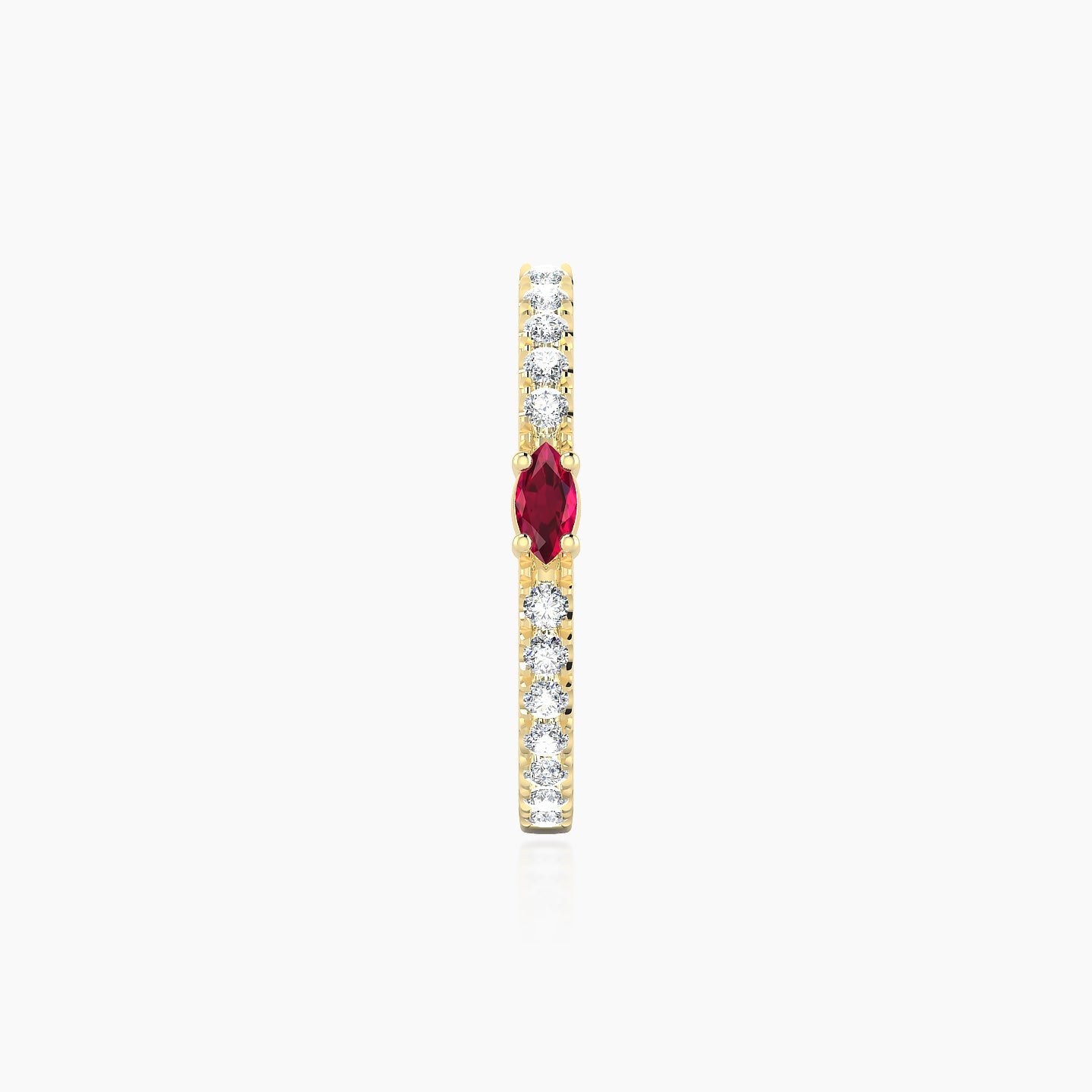 Inanna | 18k Yellow Gold 11 mm Marquise Ruby & Diamond Hoop Piercing