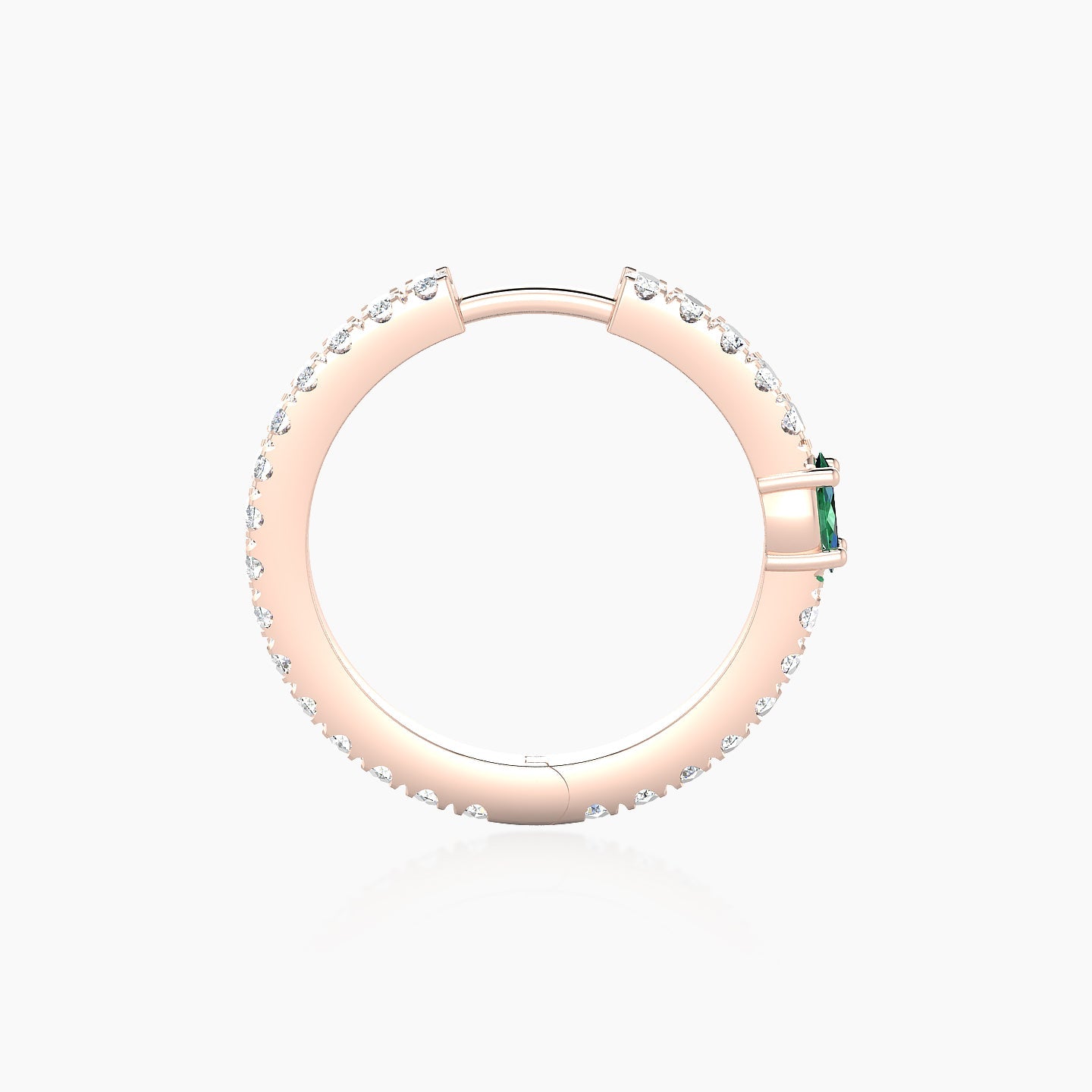 Inanna | 18k Rose Gold 11 mm Marquise Emerald & Diamond Hoop Piercing