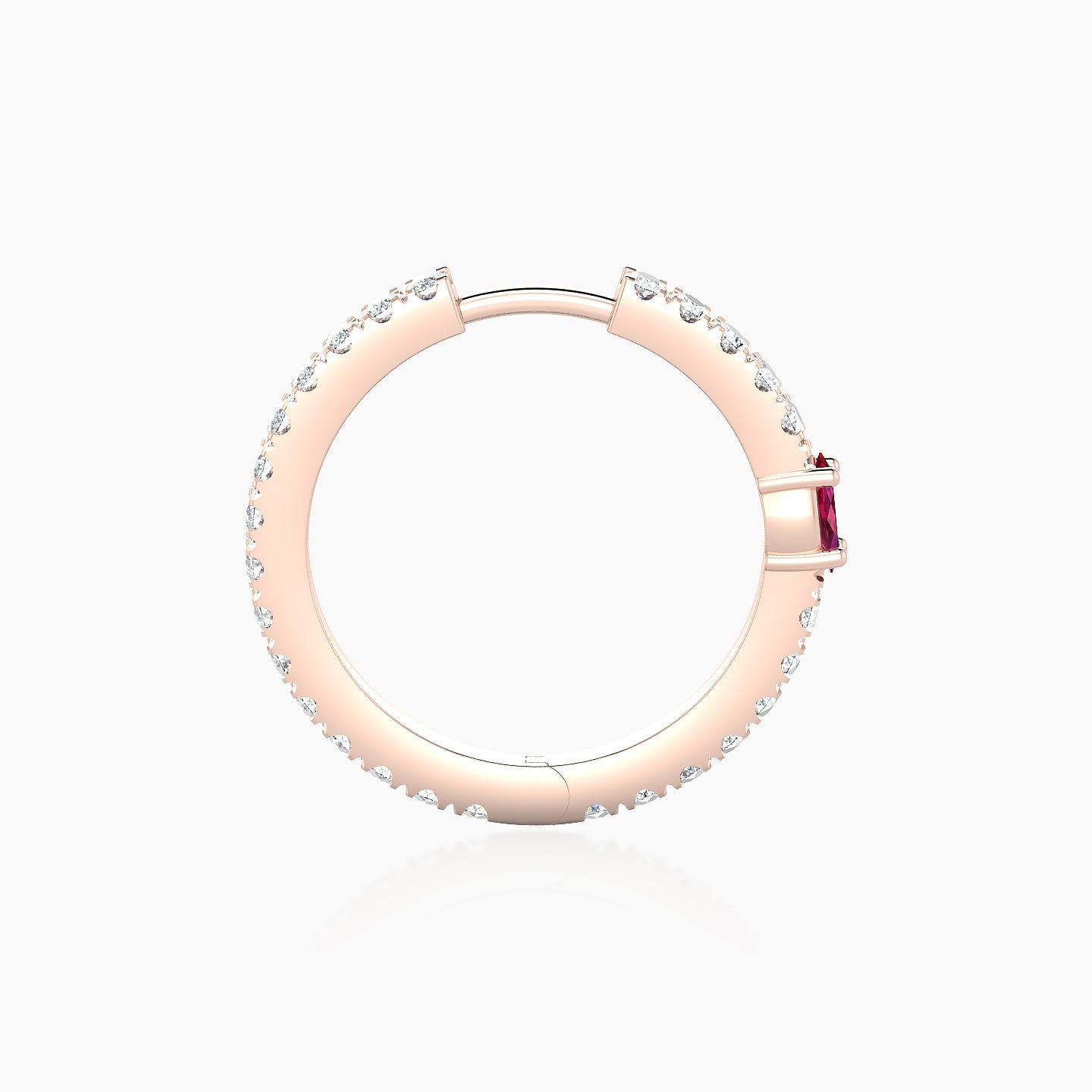 Inanna | 18k Rose Gold 11 mm Marquise Ruby & Diamond Hoop Piercing