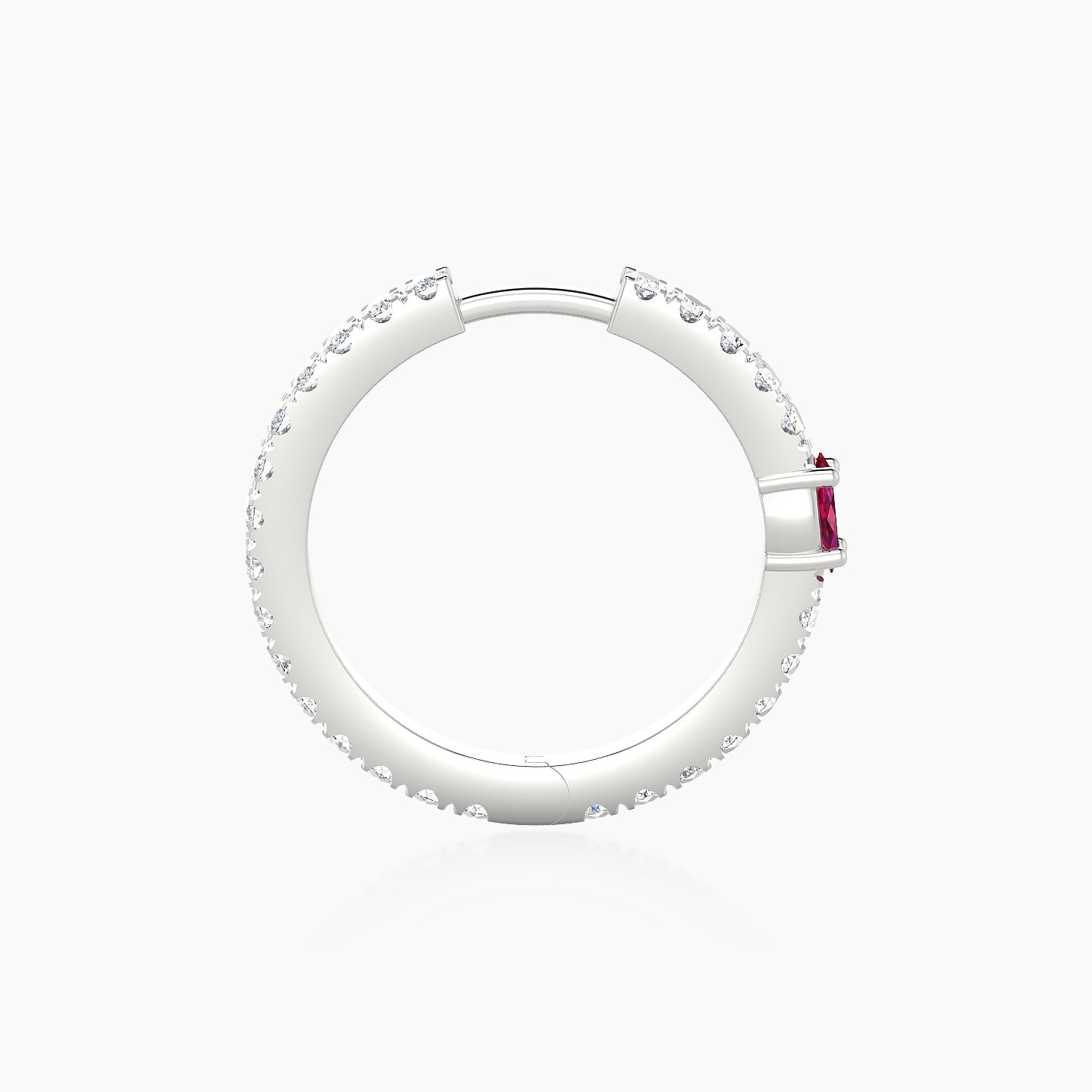 Inanna | 18k White Gold 11 mm Marquise Ruby & Diamond Hoop Piercing