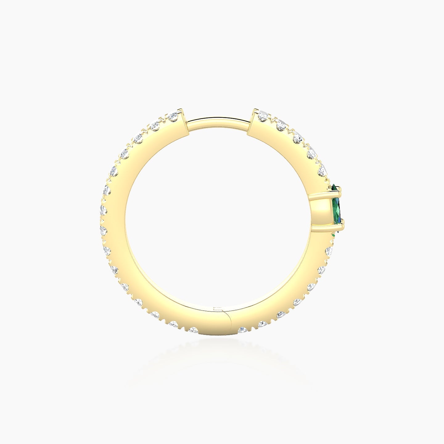 Inanna | 18k Yellow Gold 11 mm Marquise Emerald & Diamond Hoop Piercing