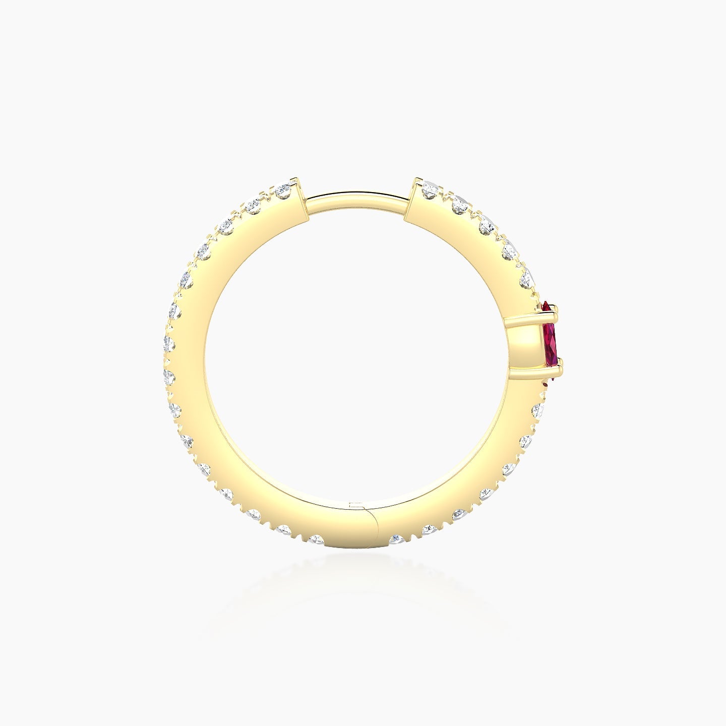 Inanna | 18k Yellow Gold 11 mm Marquise Ruby & Diamond Hoop Piercing