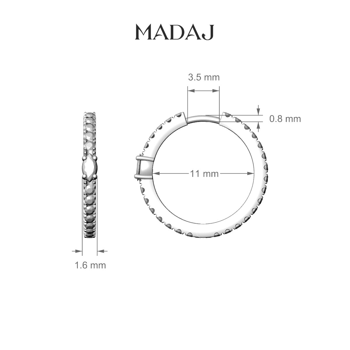 Inanna | 18k Yellow Gold 11 mm Marquise Emerald & Diamond Hoop Piercing