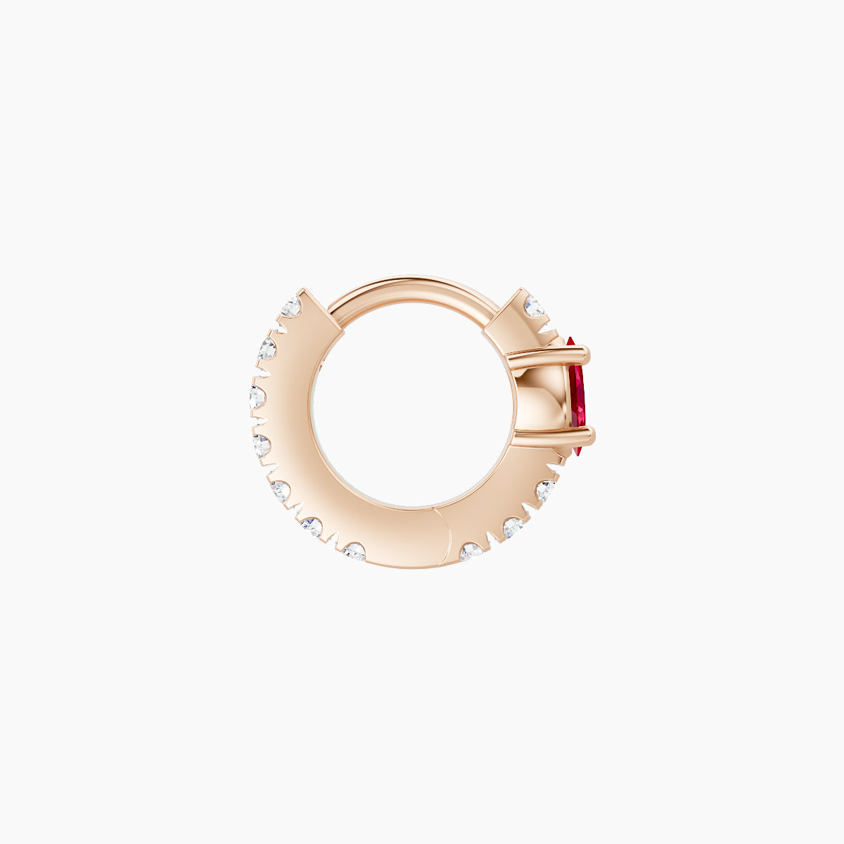 Inanna | 18k Rose Gold 5 mm Marquise Ruby & Diamond Hoop Piercing
