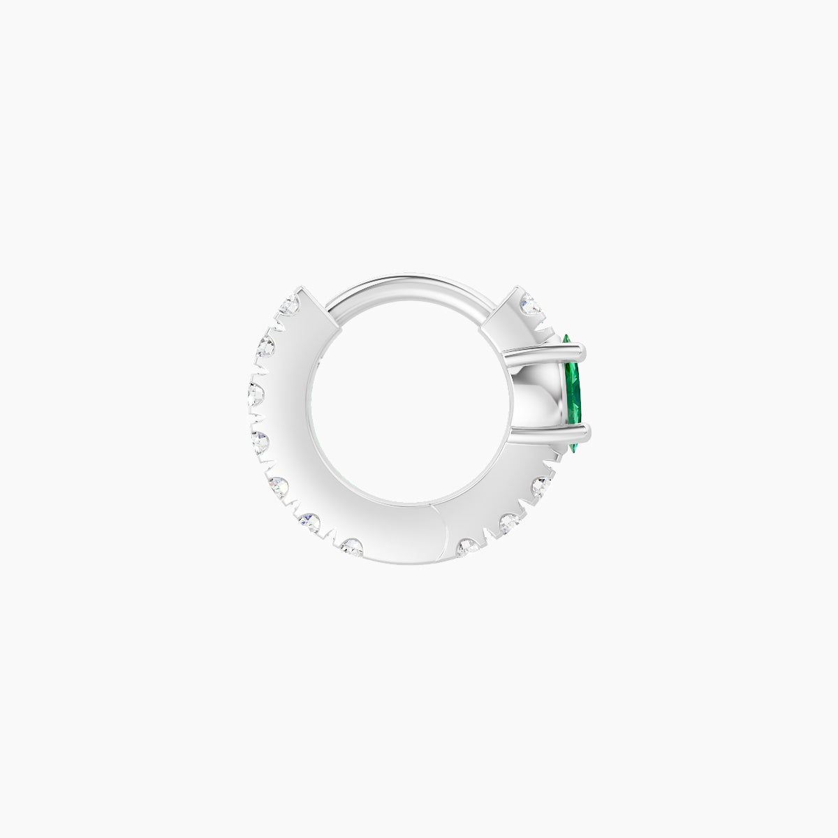 Inanna | 18k White Gold 5 mm Marquise Emerald & Diamond Hoop Piercing