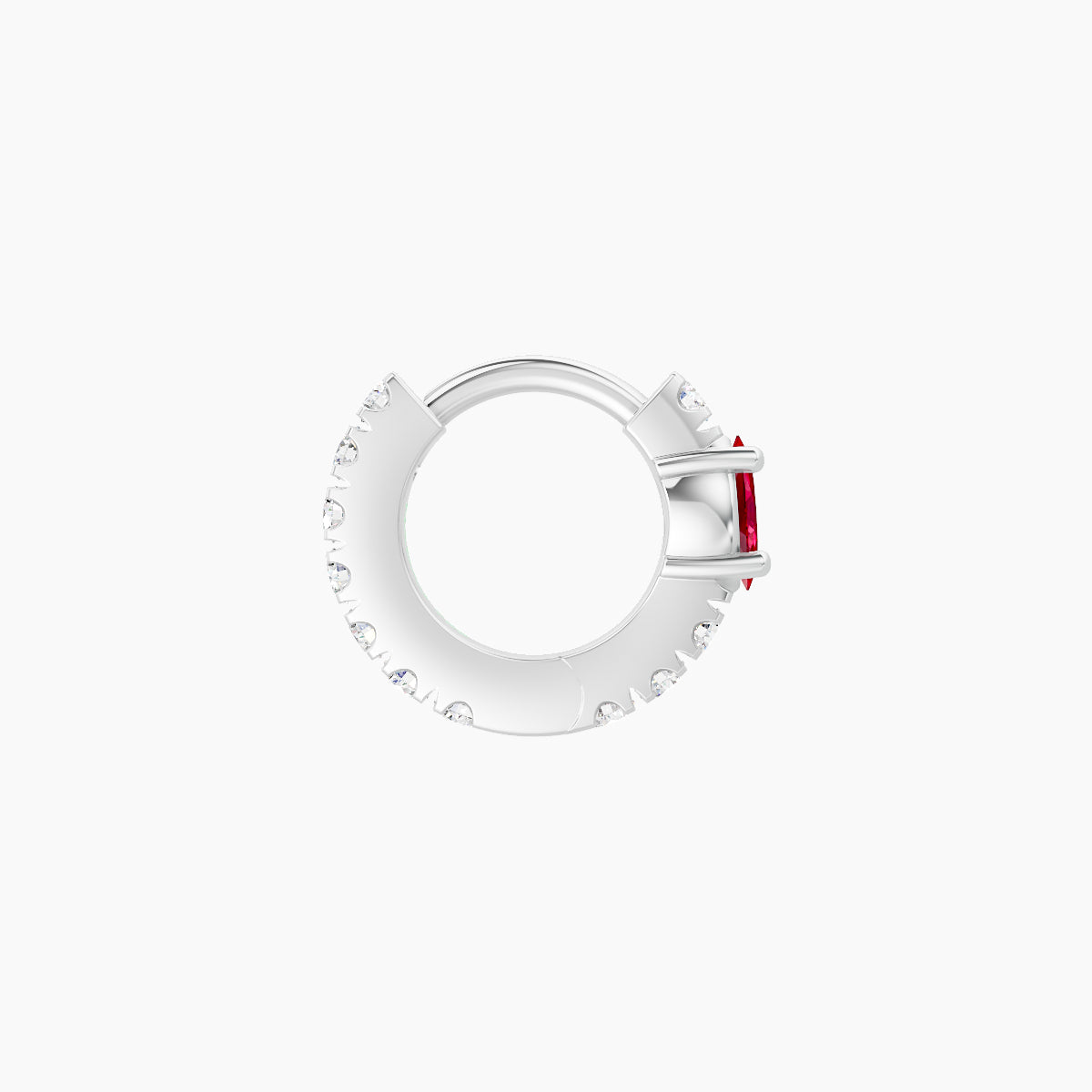 Inanna | 18k White Gold 5 mm Marquise Ruby & Diamond Hoop Piercing