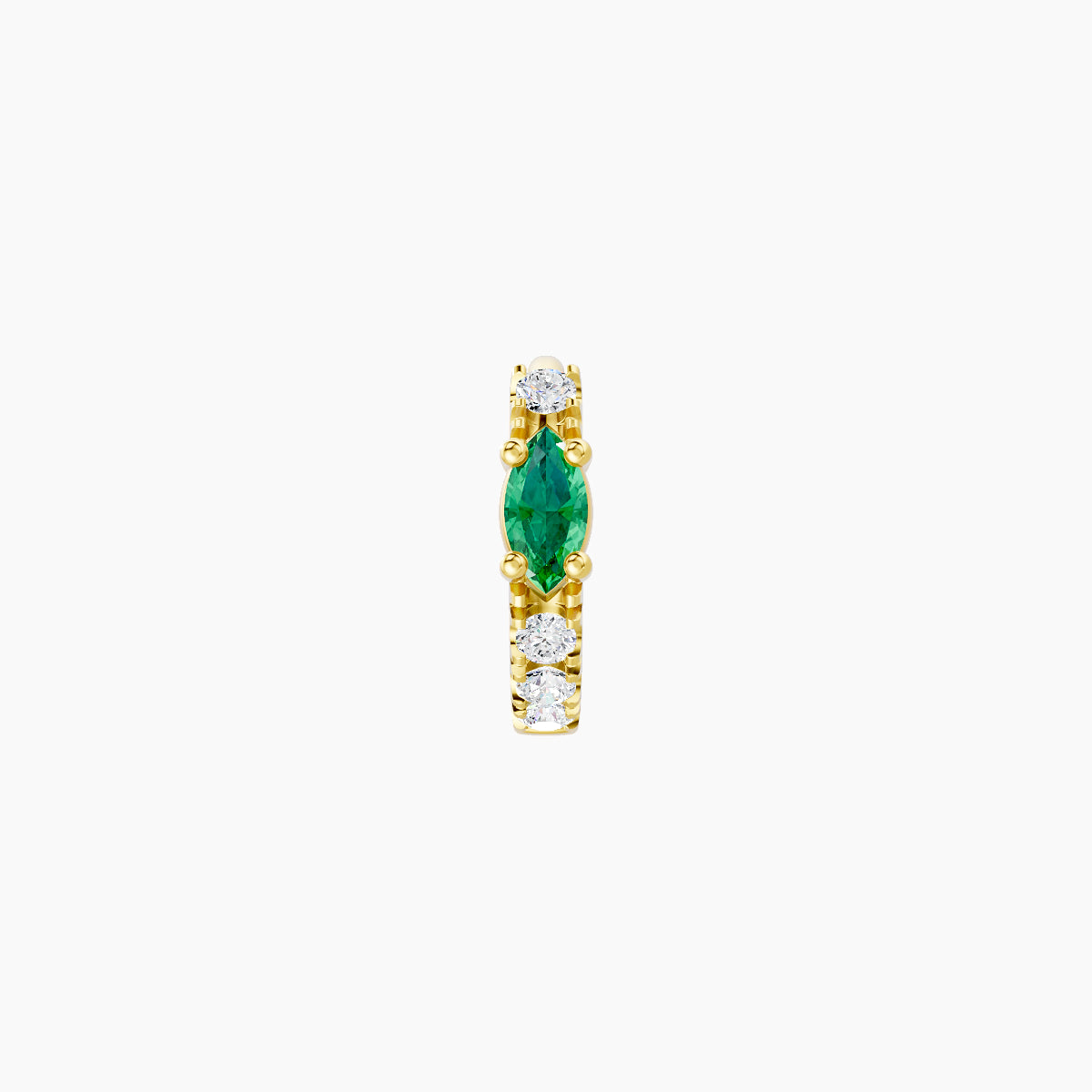 Inanna | 18k Yellow Gold 5 mm Marquise Emerald & Diamond Hoop Piercing