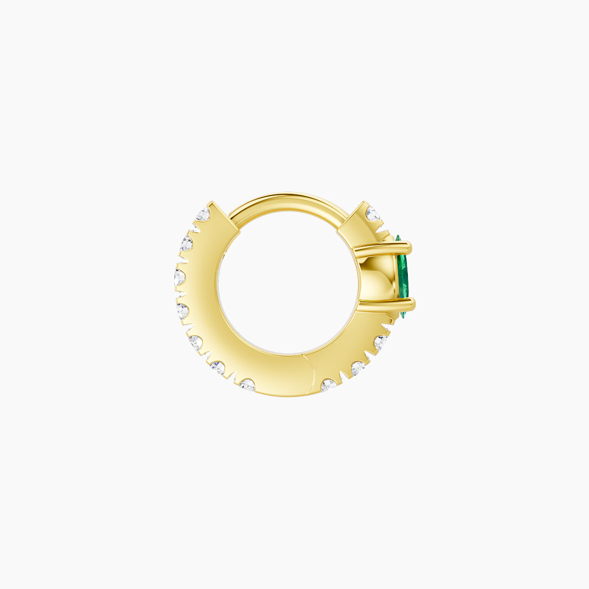 Inanna | 18k Yellow Gold 5 mm Marquise Emerald & Diamond Hoop Piercing