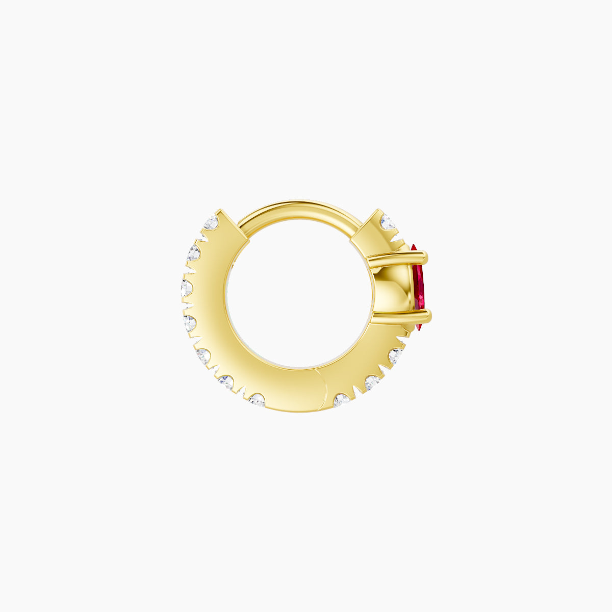 Inanna | 18k Yellow Gold 5 mm Marquise Ruby & Diamond Hoop Piercing