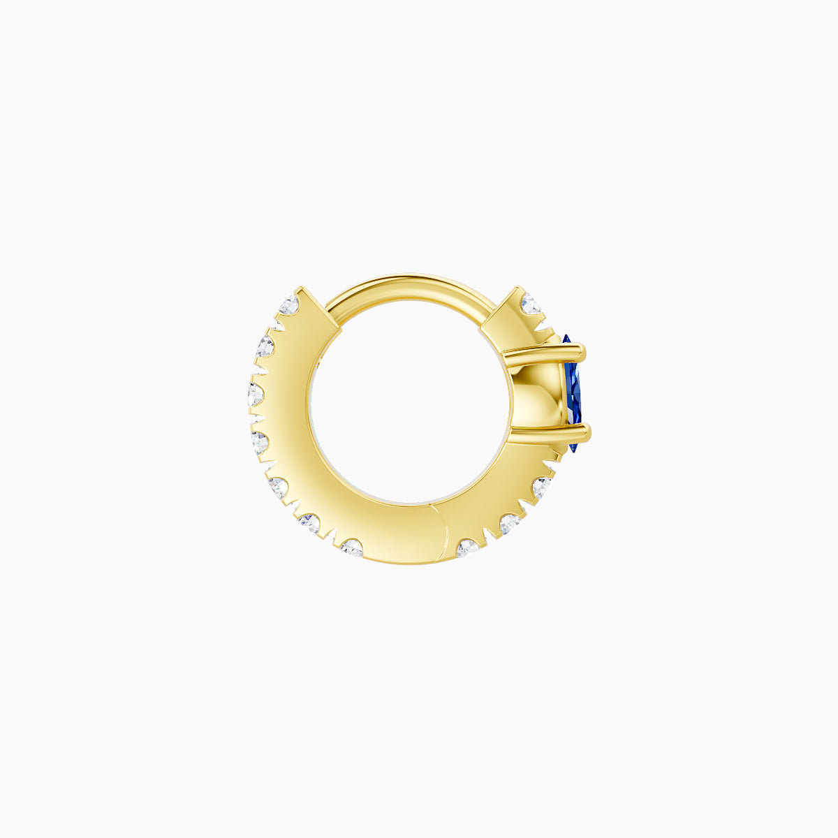 Inanna | 18k Yellow Gold 5 mm Marquise Sapphire & Diamond Hoop Piercing