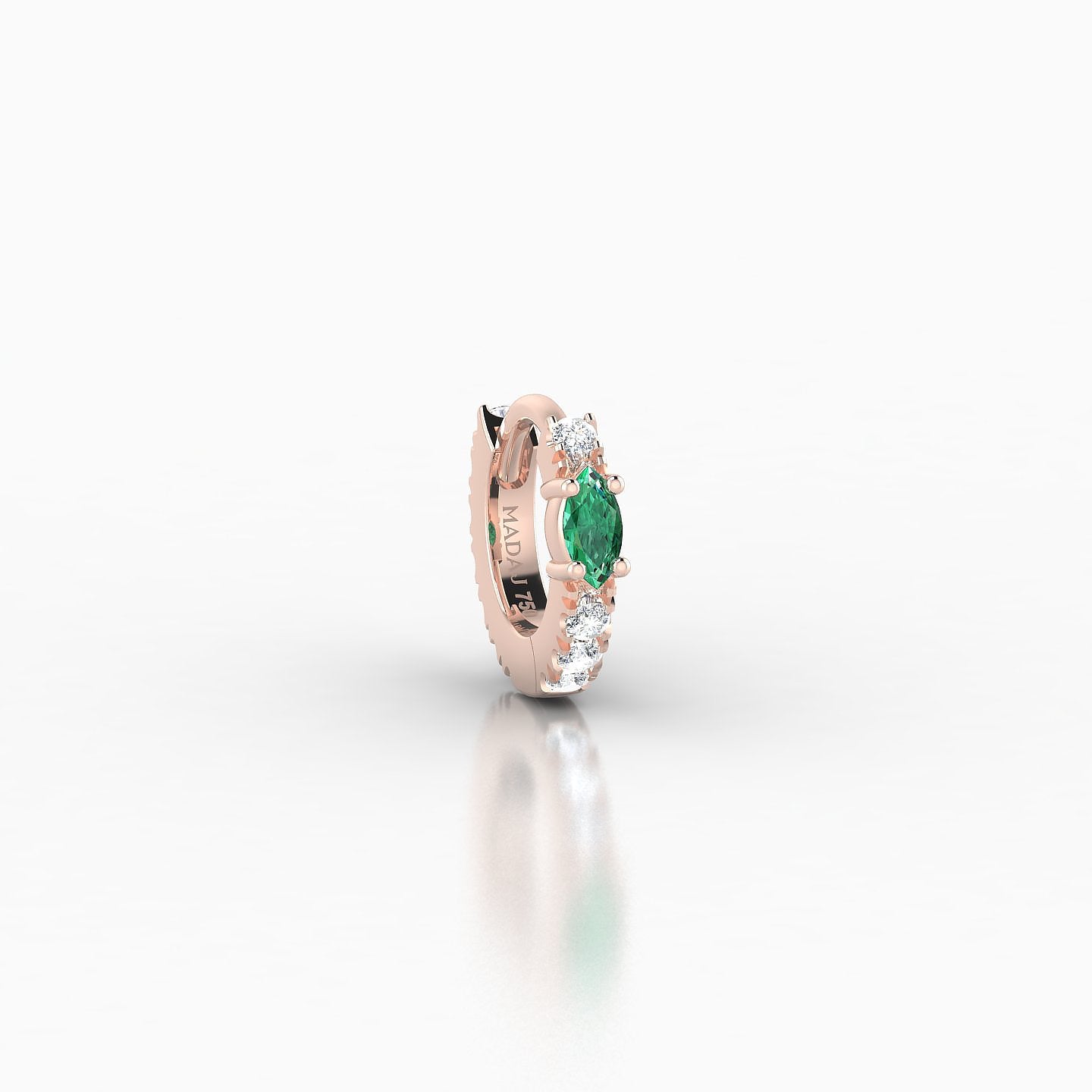 Inanna | 18k Rose Gold 5 mm Marquise Emerald & Diamond Hoop Piercing